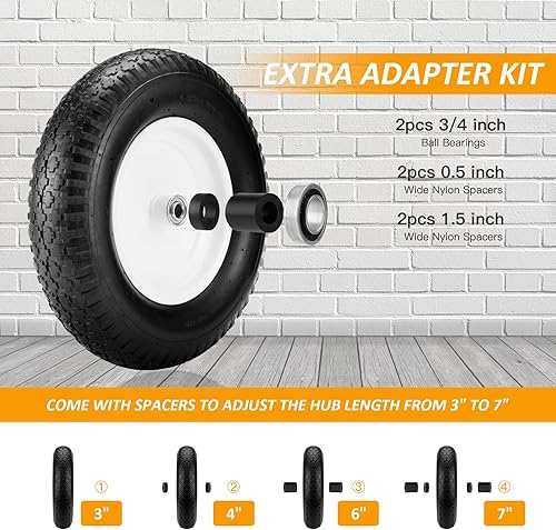 Miniatura 3 de Neumático de carretilla lleno de aire de 4.804.00-8 pulgadas, neumático de repuesto resistente y tubo interior con rodamiento de rueda de 34 y 58 y