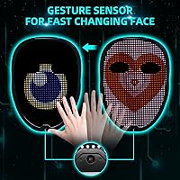 Vista 4 de Ompusos LED Mask with Gesture Sensing, Light-Up Transforming Face Cover for Halloween, Christmas, Cosplay & Birthday Parties