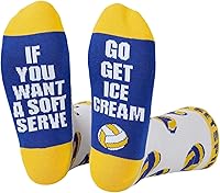 InnoBeta Funny Volleyball Socks for Teen Girls & Coaches - 'If You Want A Soft Serve Go Get Ice Cream' Crew Socks, One Size Fits Most