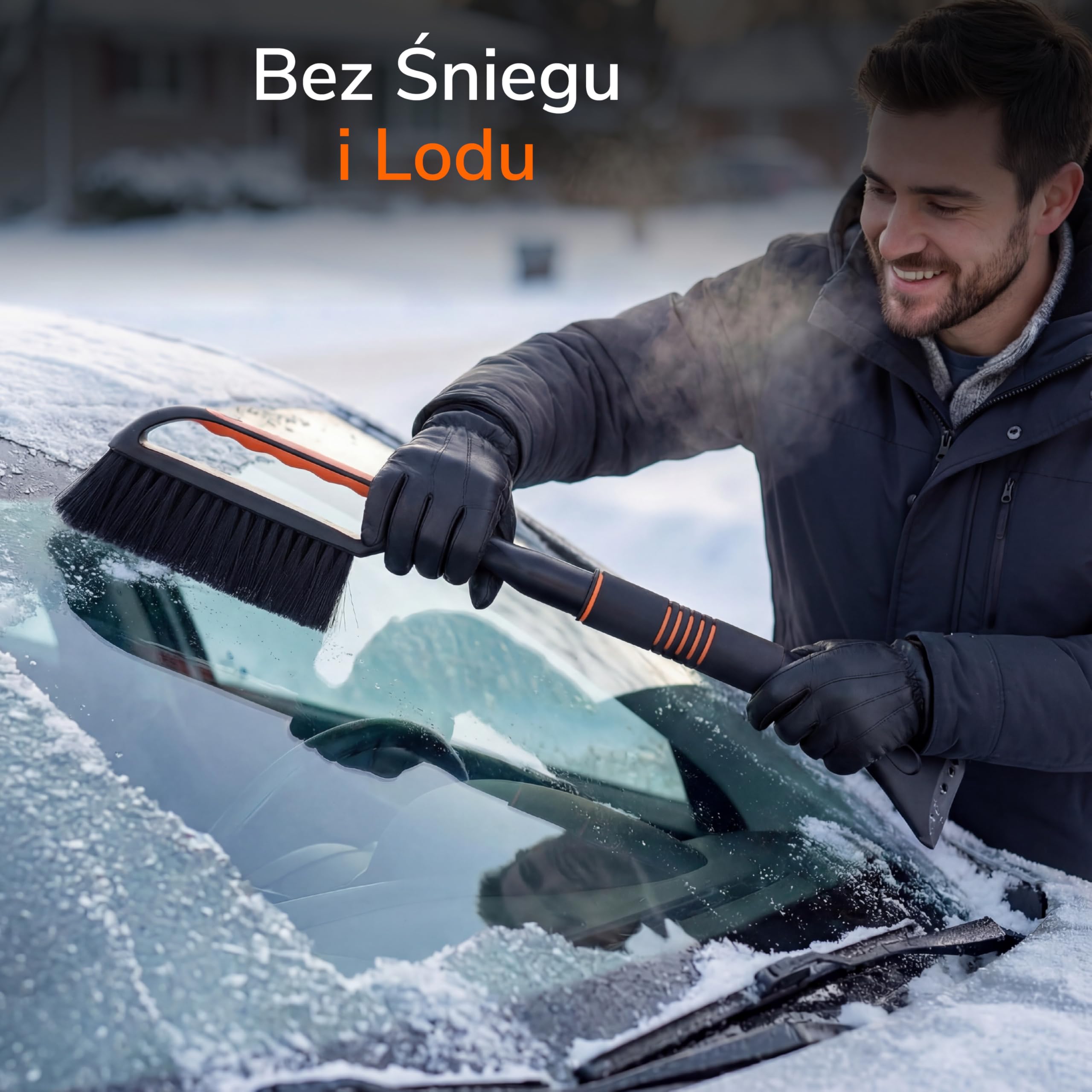 Upgrade4cars 2 x skrobaczka samochodowa z miotłą wysokiej jakości i stabilna, wysokiej jakości szczotka do śniegu chroni lakier i długa | regulowana skrobaczka do szyb w zestawie z ergonomicznym