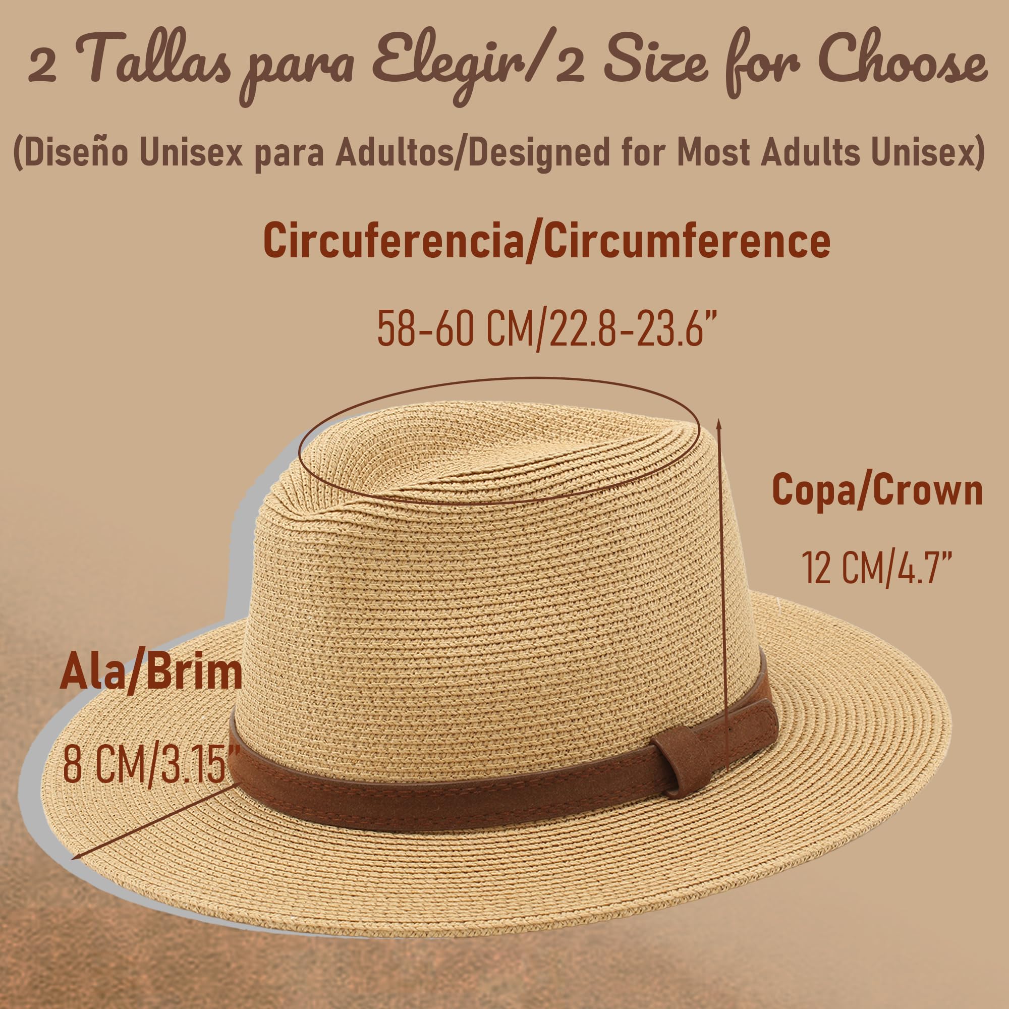 Chapeau Panama d'été, chapeau en paille Panama pour femme et homme, unisexe, chapeau à large bord UPF 50, pliable et tressé intensif