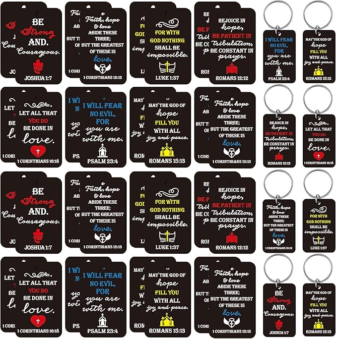 Rtteri 28 Pieces Christian Keychains Bulk Religious Keychain Bible