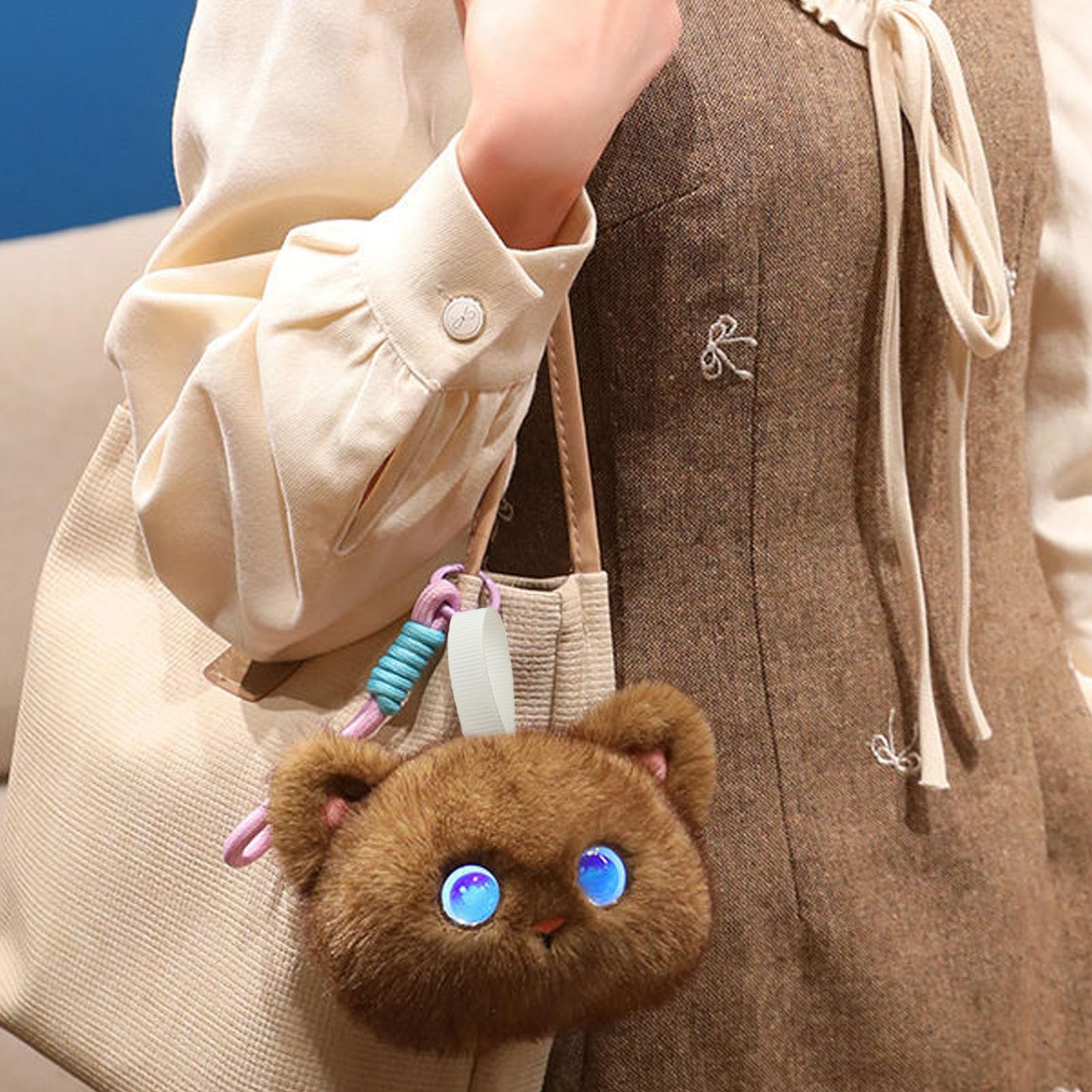 Ejoyous Robot de Peluche Inteligente con Diseño de IA con Carga USB C, Batería de 1000 MAh, Compañero Interactivo Parlante para Niños y Niñas, Botón o Conversación para Despertarse (Brown)
