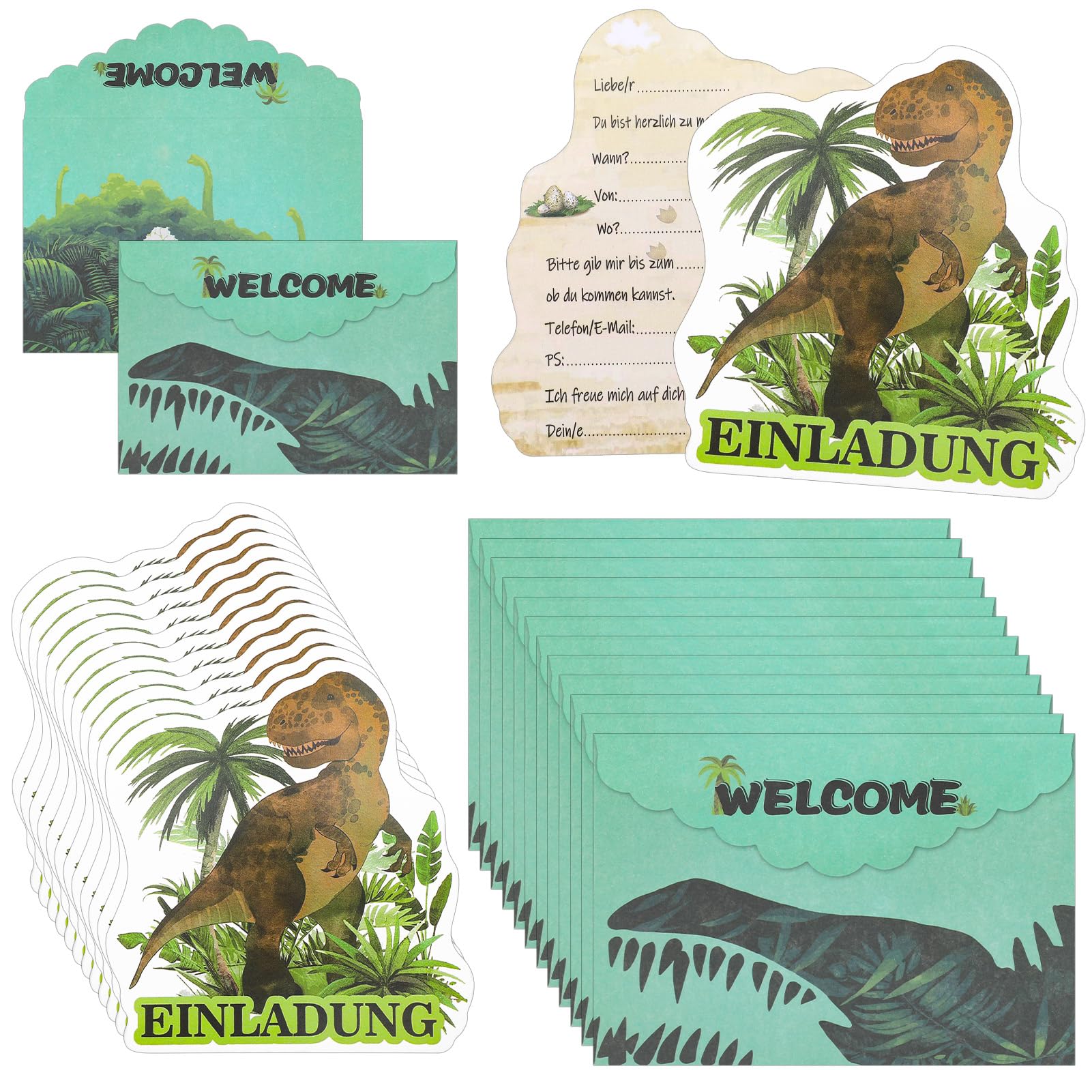 Dino Einladung - 10 Stück - Skate