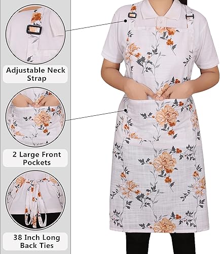 Miniatura 5 de RUVANTI Delantales para mujer con bolsillos, se adapta hasta XXL, bonitos delantales para cocina, cocina, servidor, peluquería, delantal de chef,