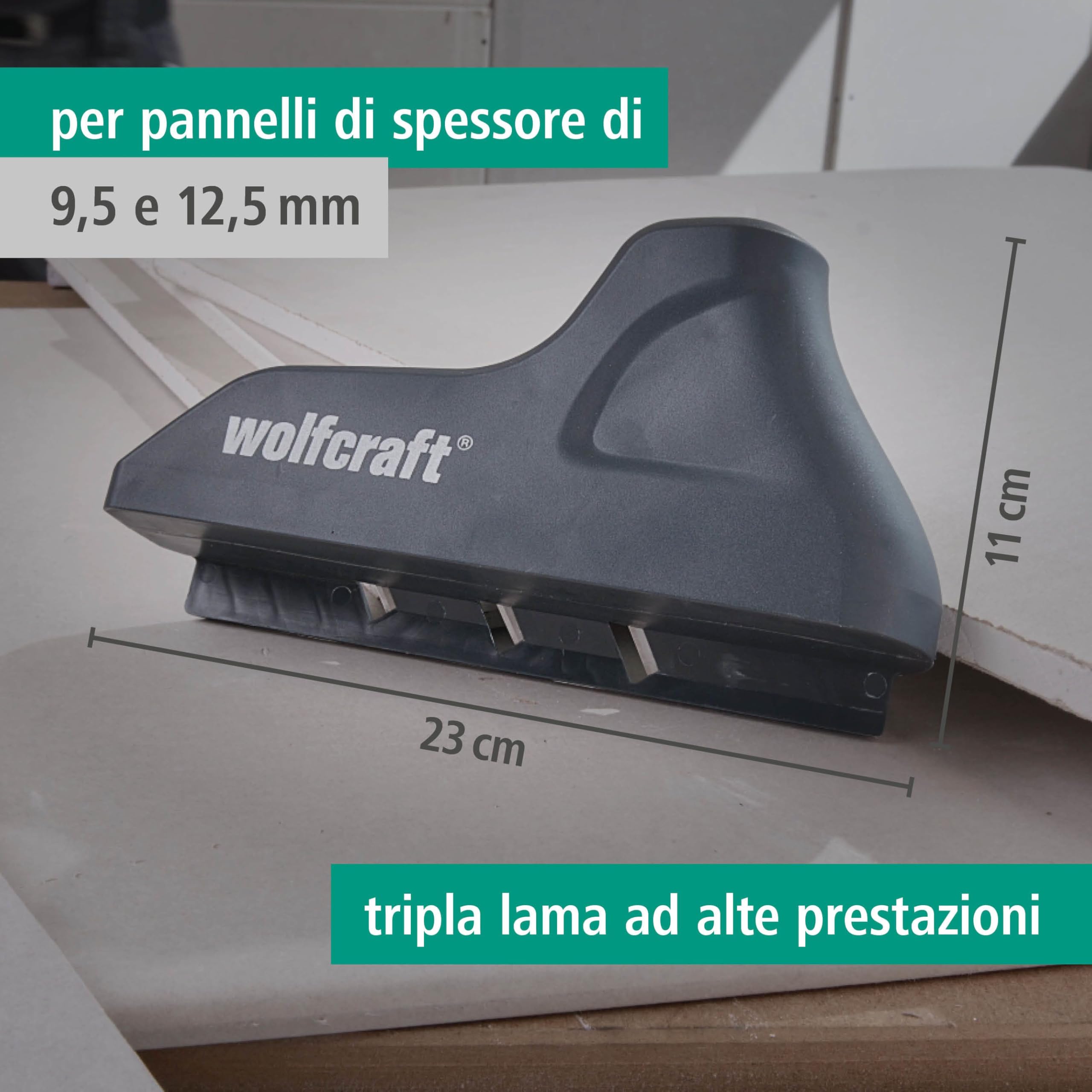 wolfcraft Pialla tripla lama I 4009000 I Per pannelli di cartongesso con bordi frontali perfettamente smussati