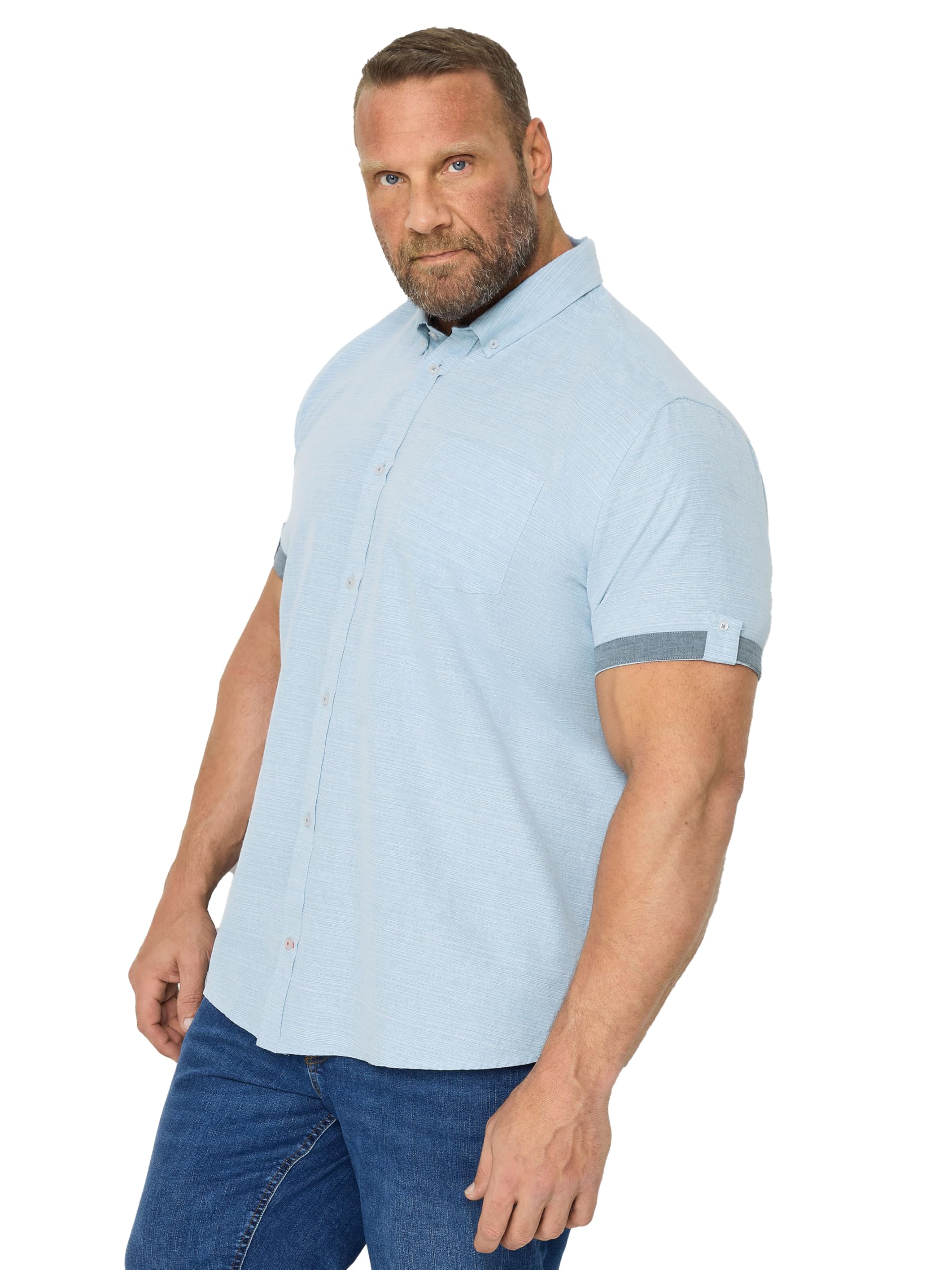 Badrhino Men's Light Blue Big & Tall Blue Slub Shirt - Plus Curve 7XL-8Xl Plus