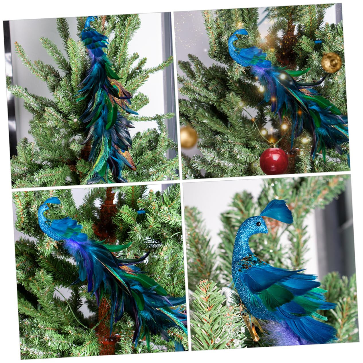 2stücke Pfau Deko Simulation Vogel Clip Für Weihnachtsbaum Kunstschaumdekor Mit Glitzer-Akzenten Vogeldekorationen Für Kranz Und Girlande Weihnachtsclip Für Baumdeko