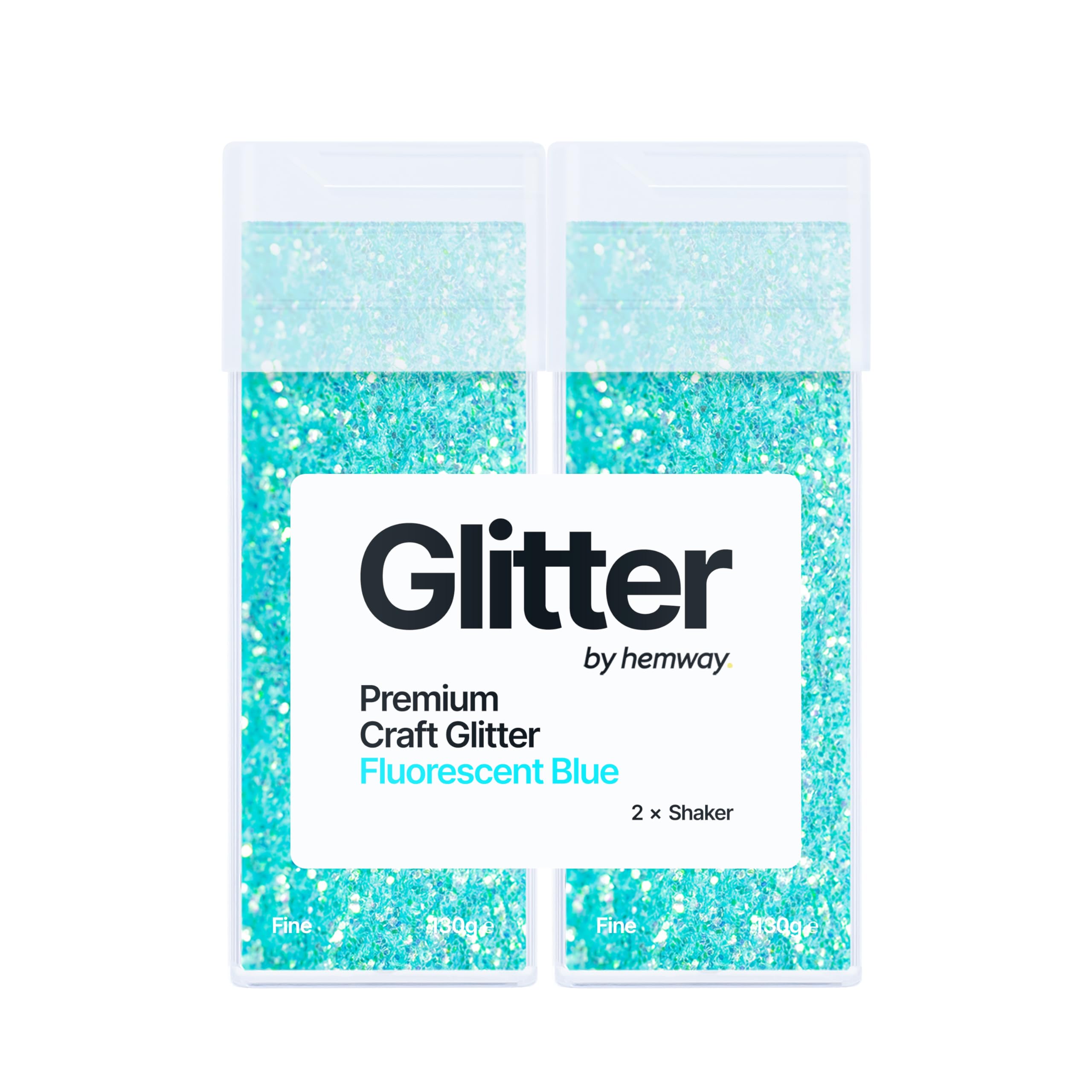 Hemway Glitter Shaker Fluorescent Blue 130g x2 Pack Fine, Craft Glitter Shakers for Resin & Epoxy Crafts