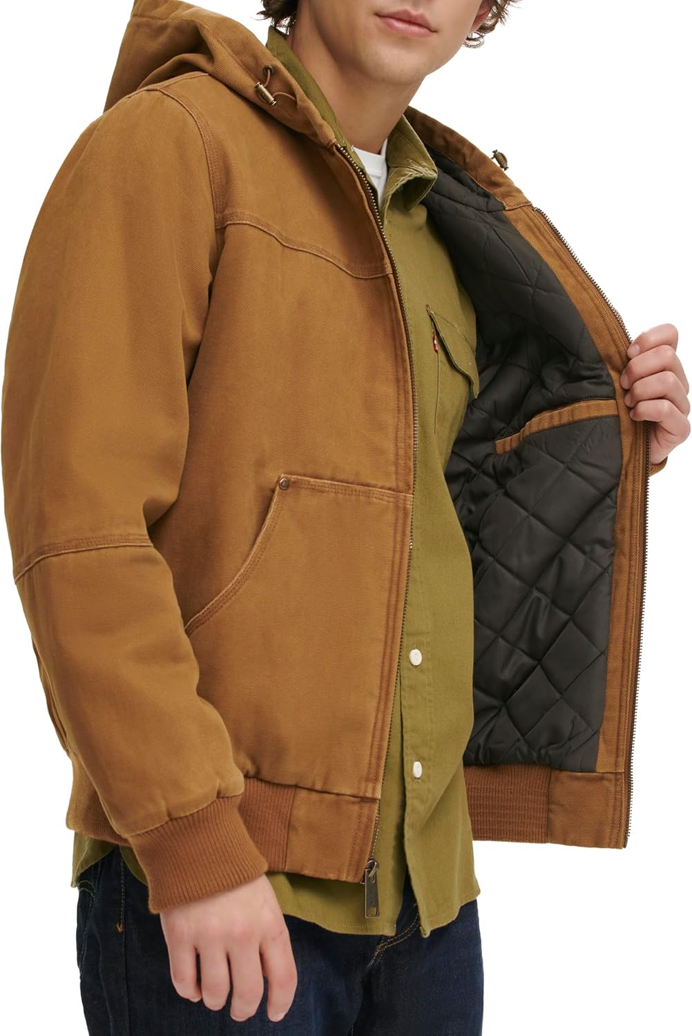Levi's Men's Workwear Cotton Canvas Hooded Bomber Jacket (Regular & Big & Tall Sizes) - Image 3
