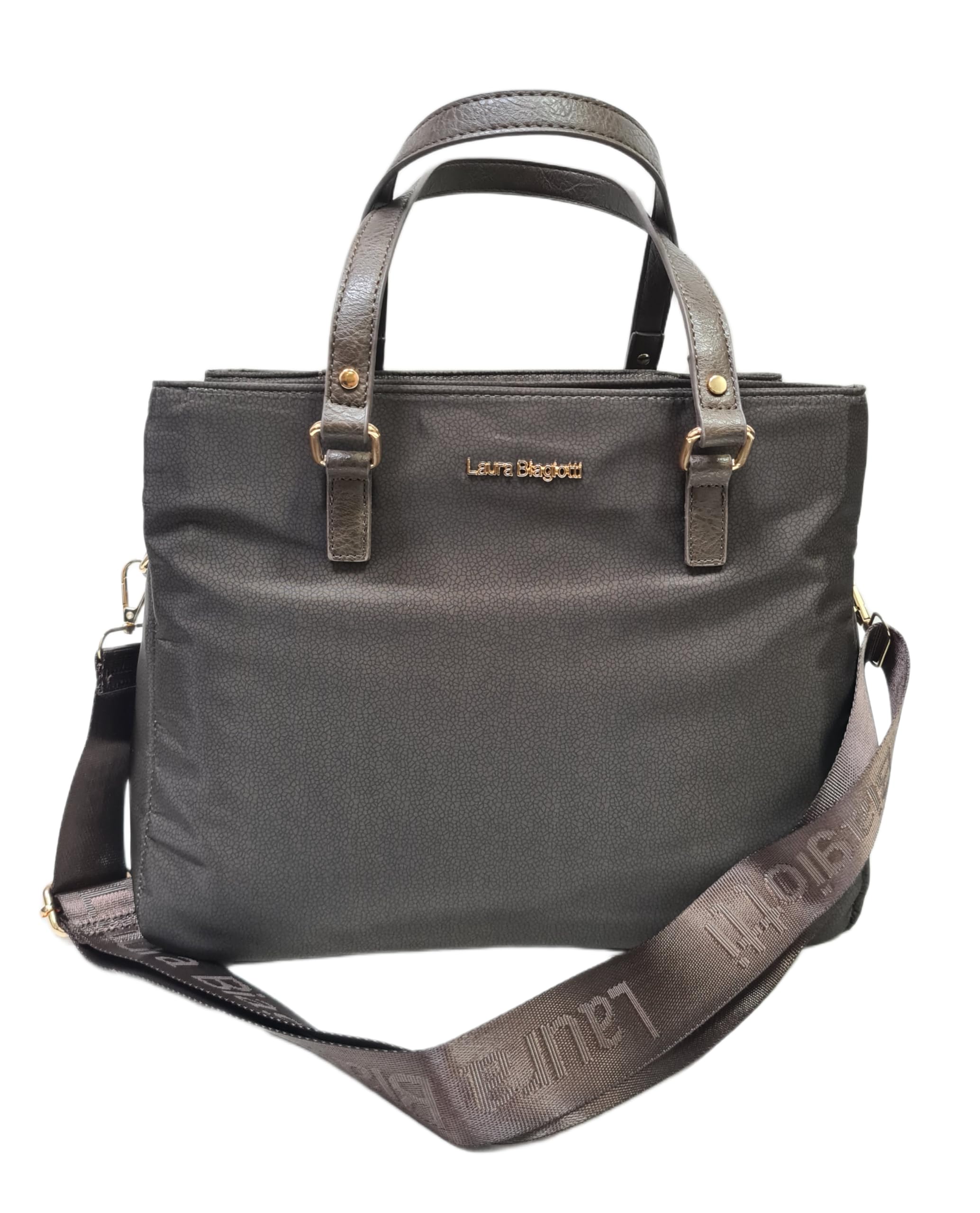 Laura Biagiotti Borsa Donna Tote Lorde, Nylon con Texture, Manici in Ecopelle, 31x25x14 cm, con Tracolla Regolabile e Scomparti Multipli Art. LB 101-34