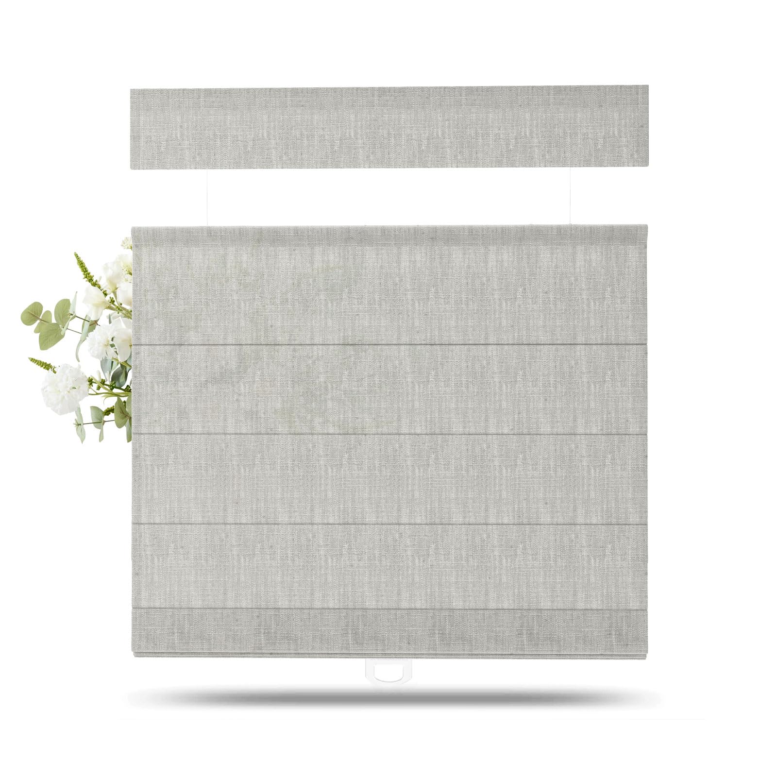 TWOPAGES Liz Linen Top Down Bottom Up Roman Shades for Windows, Fog