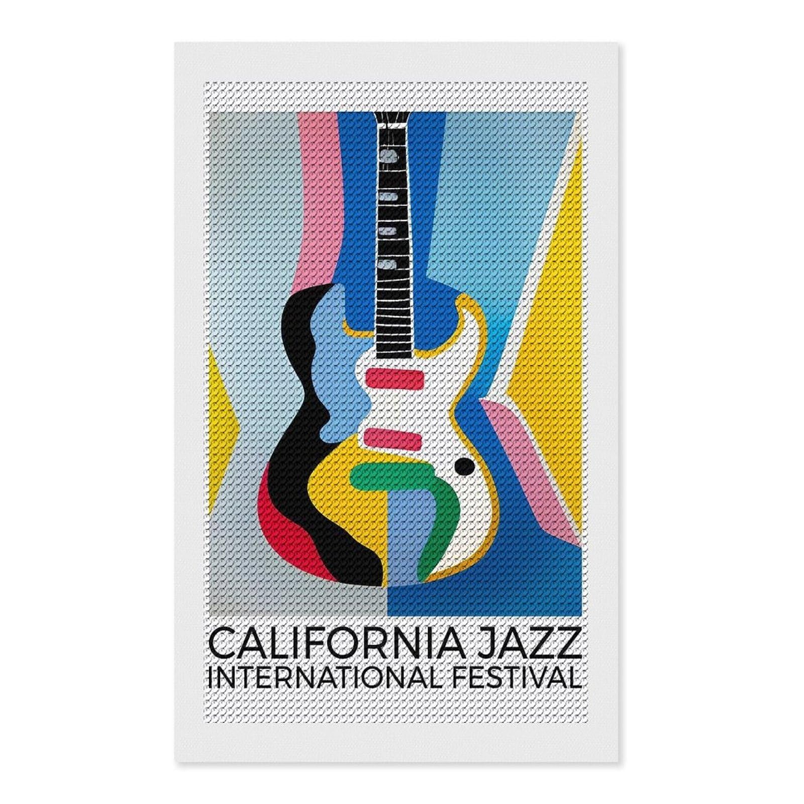 Junmoney California Jazz Festival Diamond Painting Canvas Set 12"x20", Full Kit Included, Calming Craft to Unwind, Farmhouse Decor, Christmas Gift