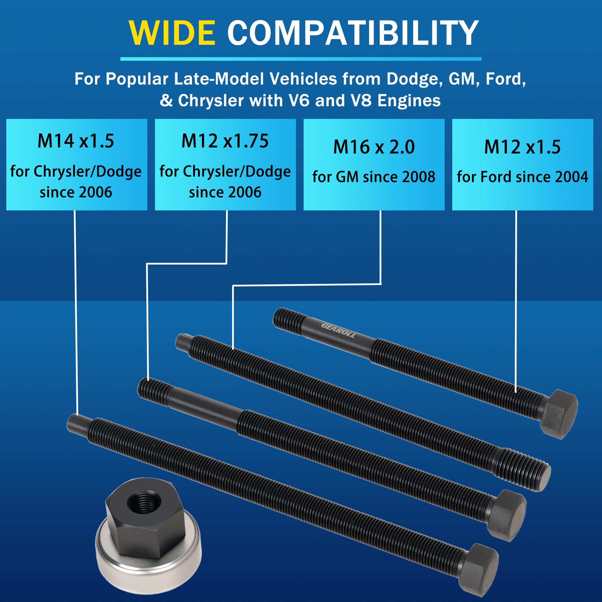 5pcs Long Reach Crank Pulley Underdrive Pulley Damper Installation Tool - View #7