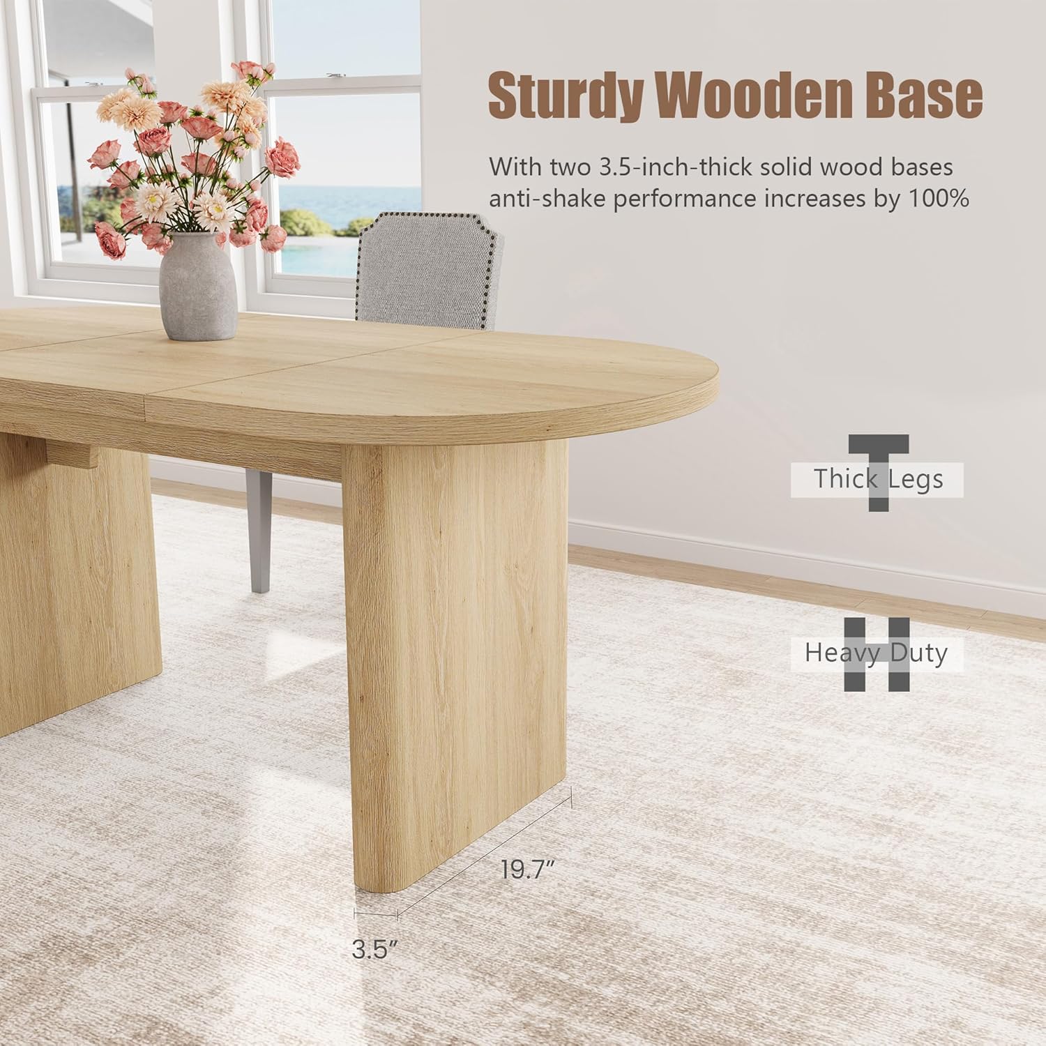 Garvee Oval Executive Desk, Large Computer Office Desk Workstation, Farmhouse Wooden Laptop Desk Study Writing Table Business Furniture for Home Office