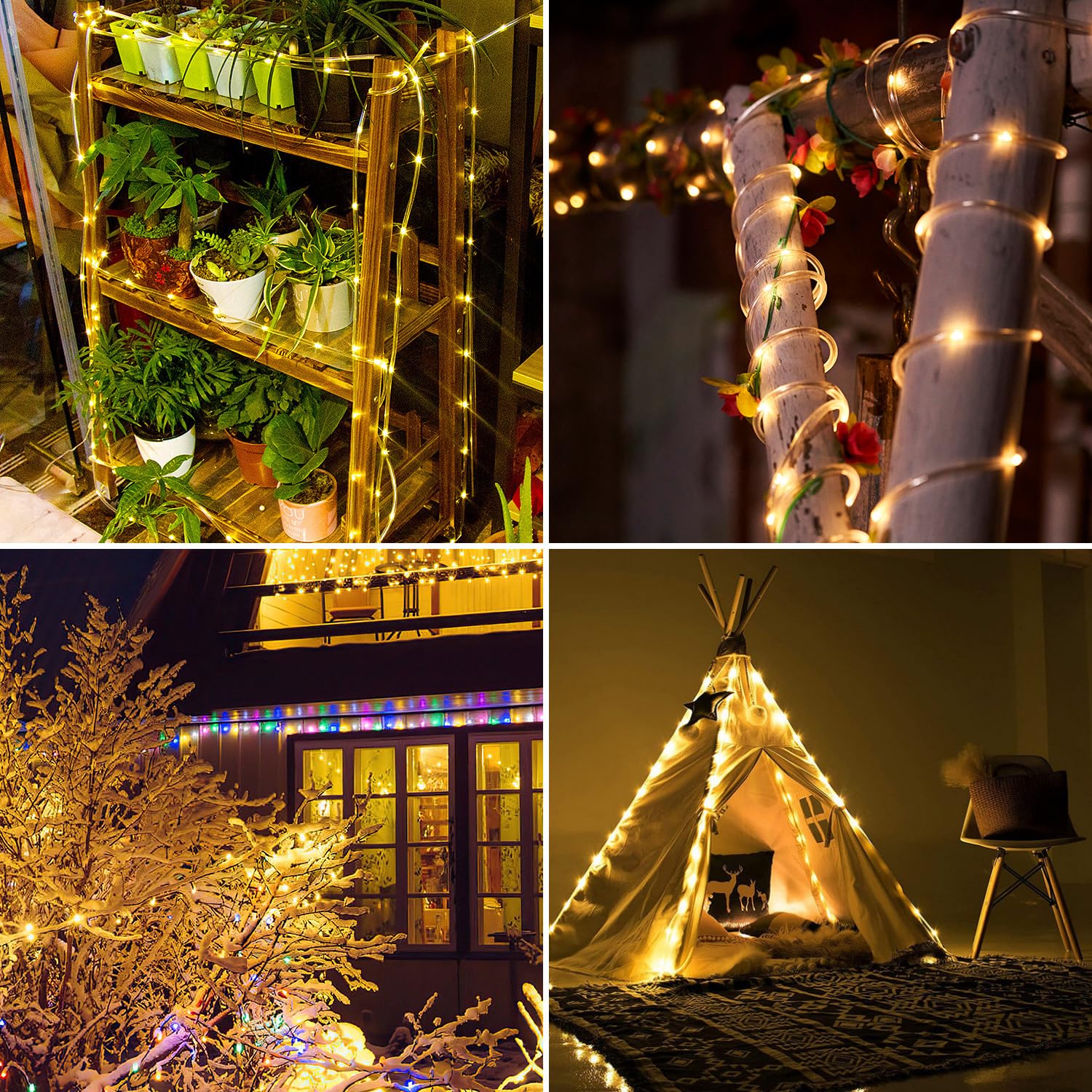 Lichterschlauch Aussen 30m, Warmweiß 300 LEDs Lichtschlauch mit Fernbedienung, IP65 Wasserdicht, 8 Modi dimmbar, Timer und Memory-Funktion für Außen und Innen, Garten, Balkon, Hochzeit, Party