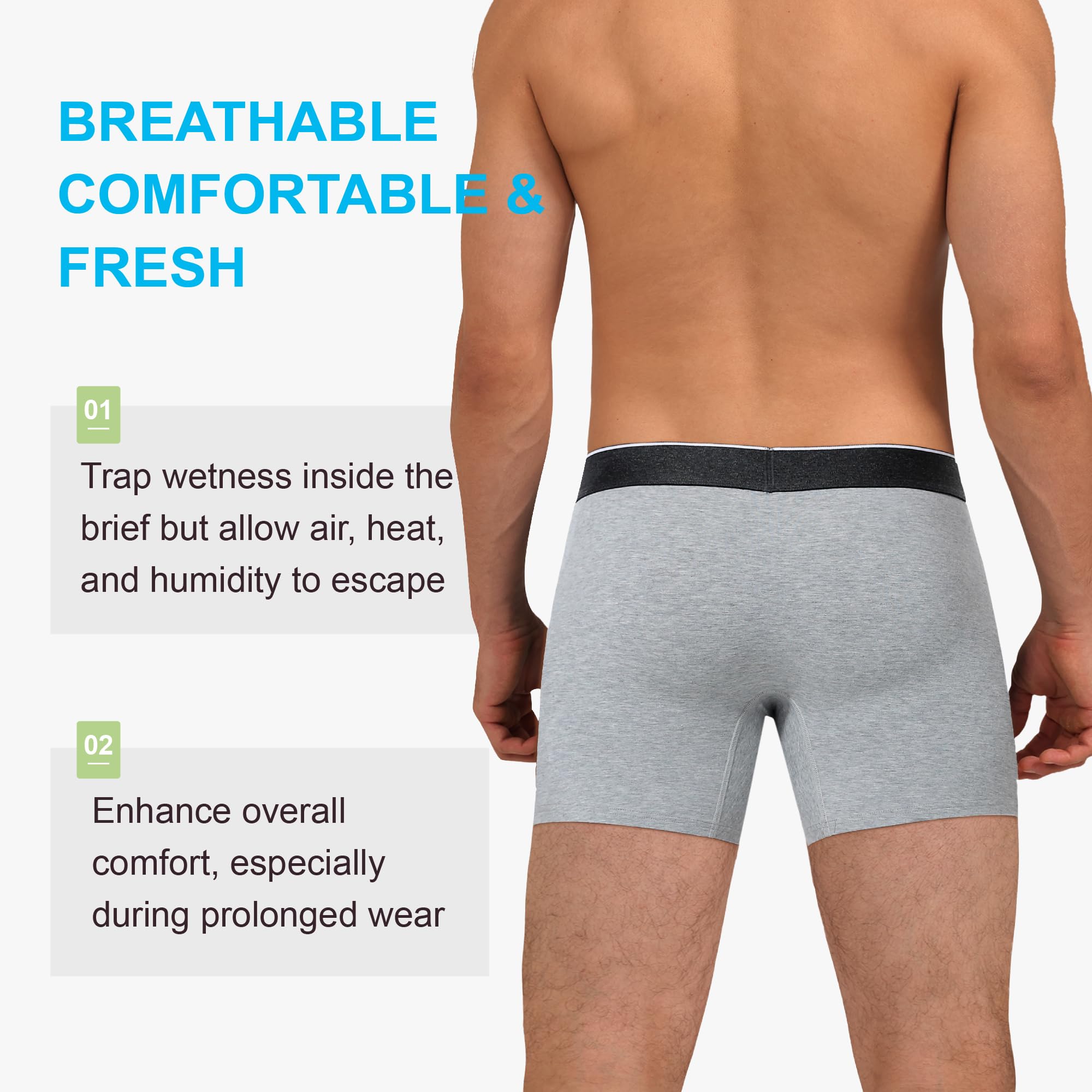 Calzoncillos tipo bóxer lavables para incontinencia para hombre, a prueba de fugas, protección contra fugas de vejiga, absorción instantánea, 60 ml (gris, XXL)