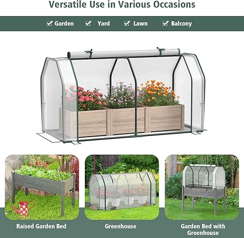Miniatura 6 de Giantex Mini invernadero portátil – para cama de jardín elevada, 47.5 x 21.5 x 24 pulgadas, casa verde con cubierta de polietileno, puerta con