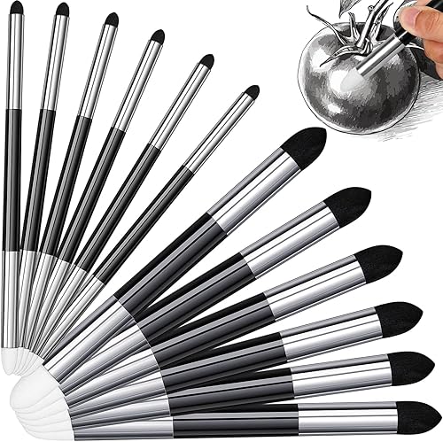 Kosiz 6 lápices de esponja de mezcla de doble cabeza, lavable, cepillo de esponja de frotamiento, toallitas reutilizables, mezcladores de dibujo de