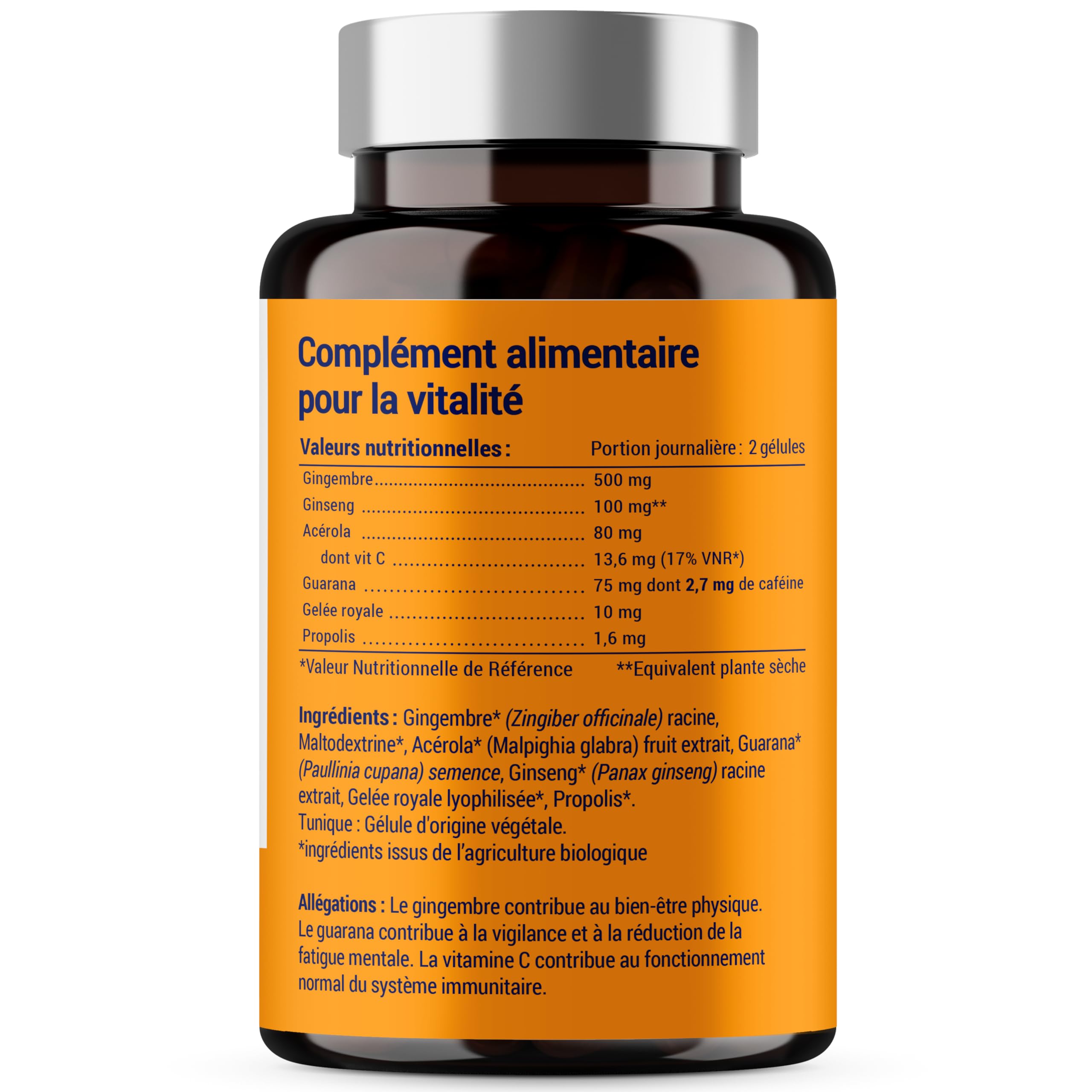 FORMULE BOOST BIO | 4G : Ginseng, Gelée royale, Guarana, Gingembre + Acérola | Complement Alimentaire Anti-Fatigue | Immunité et Energie | Fabriqué en France