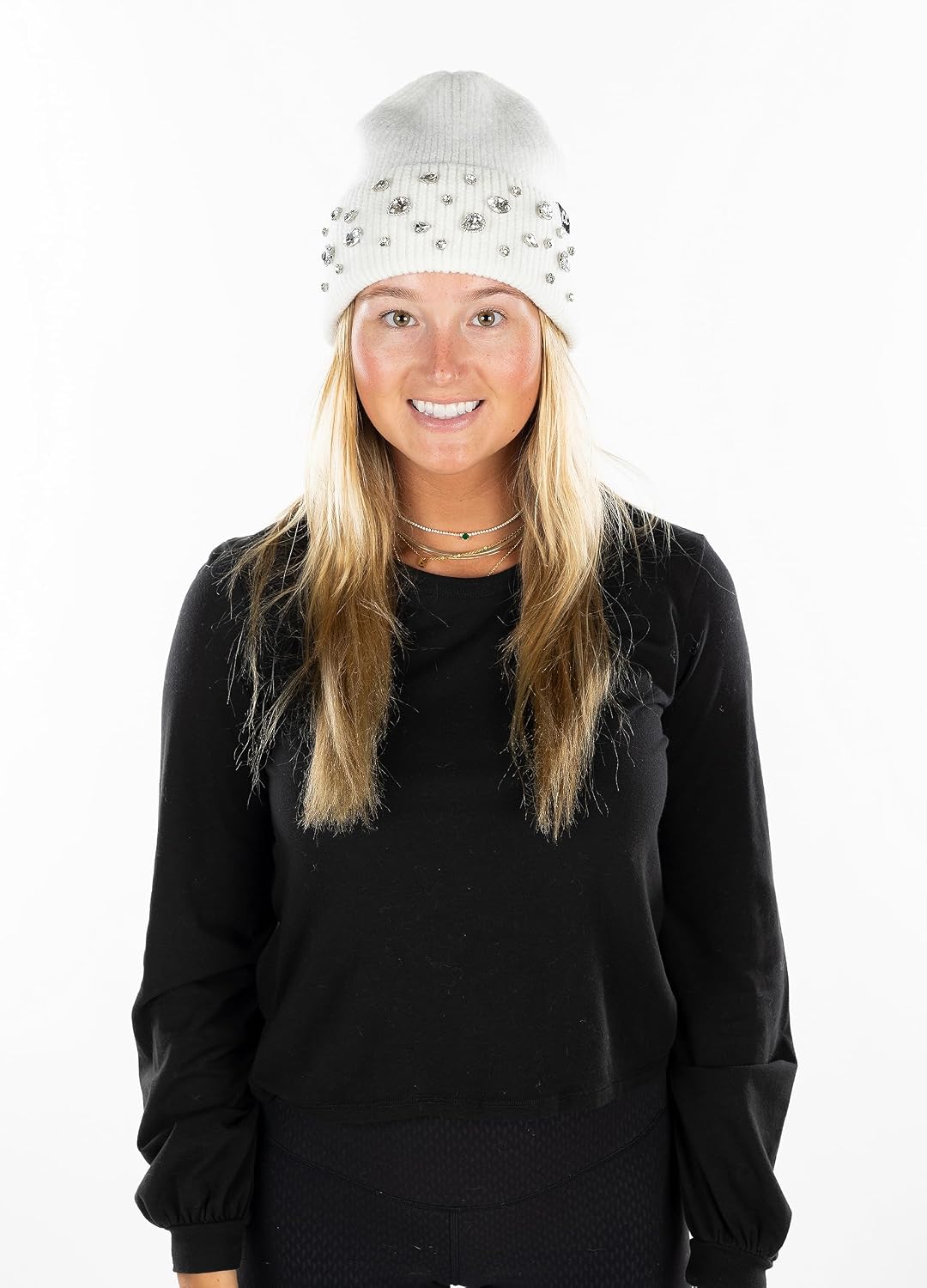 Funky Junque Luxury Bling Beanie - Women's Sparkle Rhinestone Winter Knit Hat