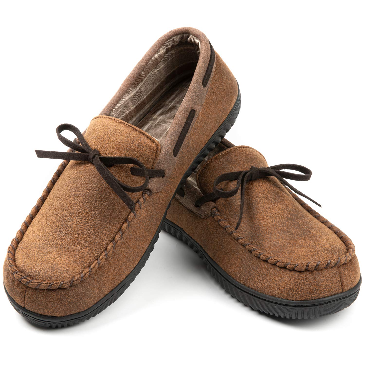 ULTRAIDEASMen's Luke Microsuede Moccasin Slippers with Tie Indoor Outdoor