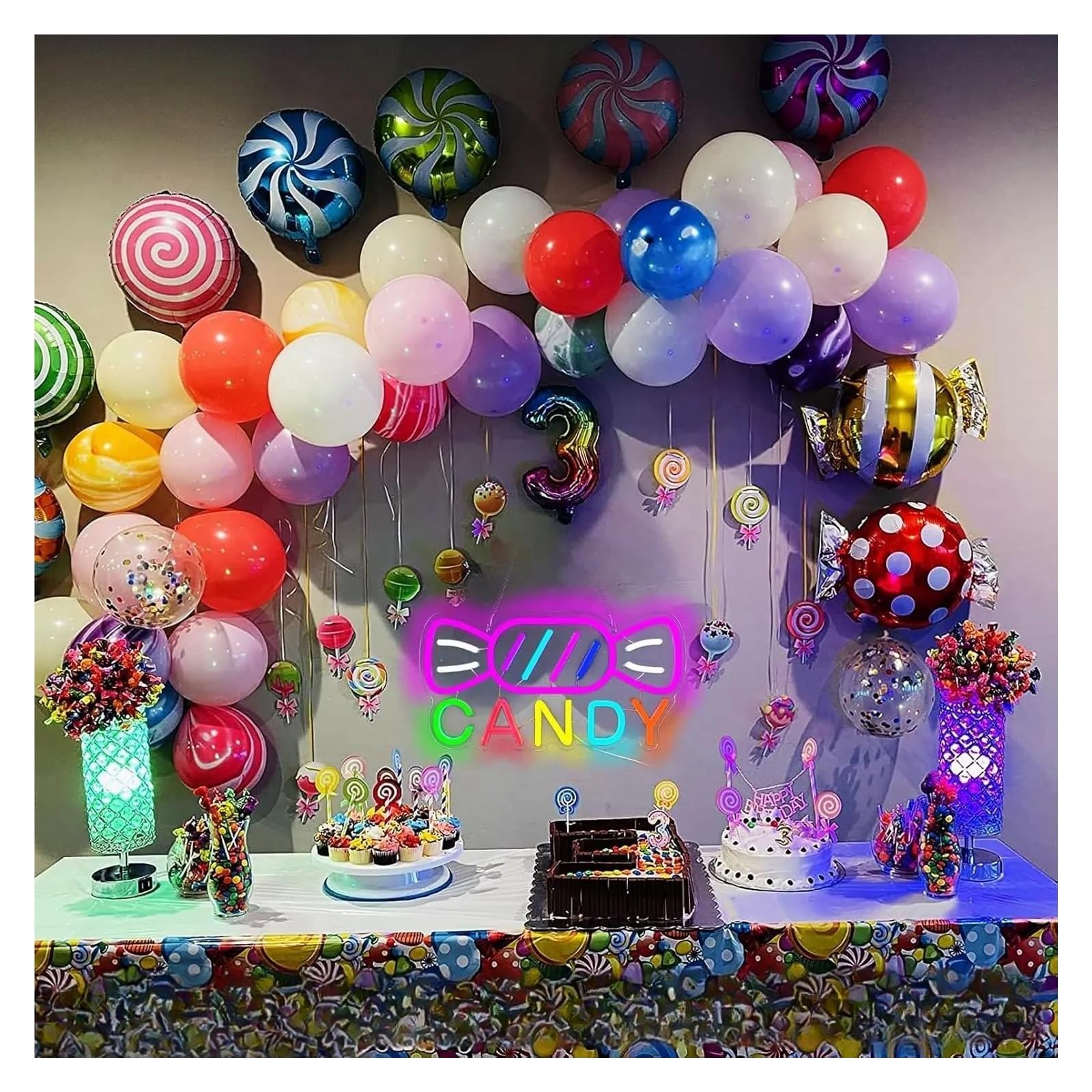 cartelli al neon personalizzati Luce Dimmerabile Per Insegna Al Neon Candy Per Candyland Store Lampada Da Notte Per Decorazione Artistica Per Camera Da Letto Per Feste 35cm×18cm