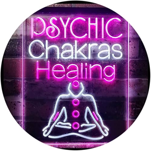 Miniatura 1 de ADVPRO Psychic Chakras Healing Display Shop Letrero de neón LED de doble color, blanco y morado, 12 x 16 pulgadas st6s34-i3183-wp