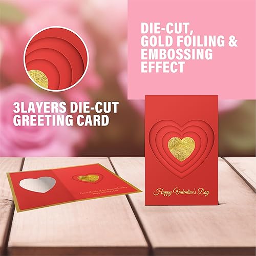 Miniatura 3 de easykart labels 10 tarjetas de felicitación para el día de San Valentín, corazón de lámina dorada con sobres y calcomanías de sello, 6.75 x 4.5