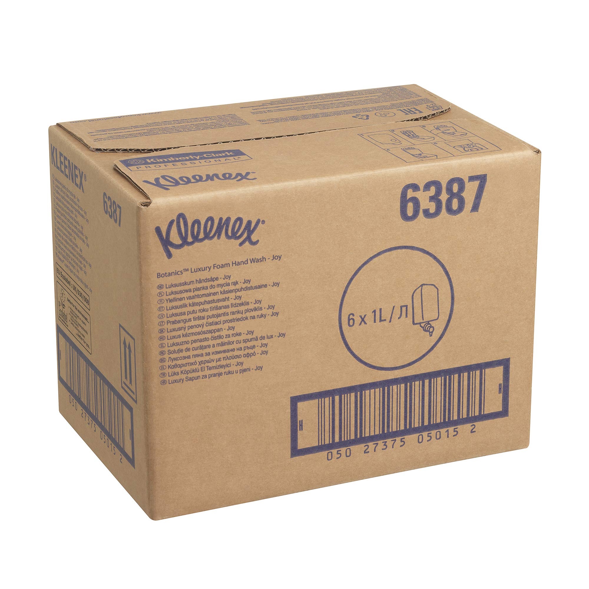 Kleenex Botanics Joy Luxury 6387 Sapone per Mani in Schiuma - Sapone per Mani in Schiuma Profumato - 6 Ricariche di Sapone per Mani Rosso da 1 Litro (Totale 6 Litri)