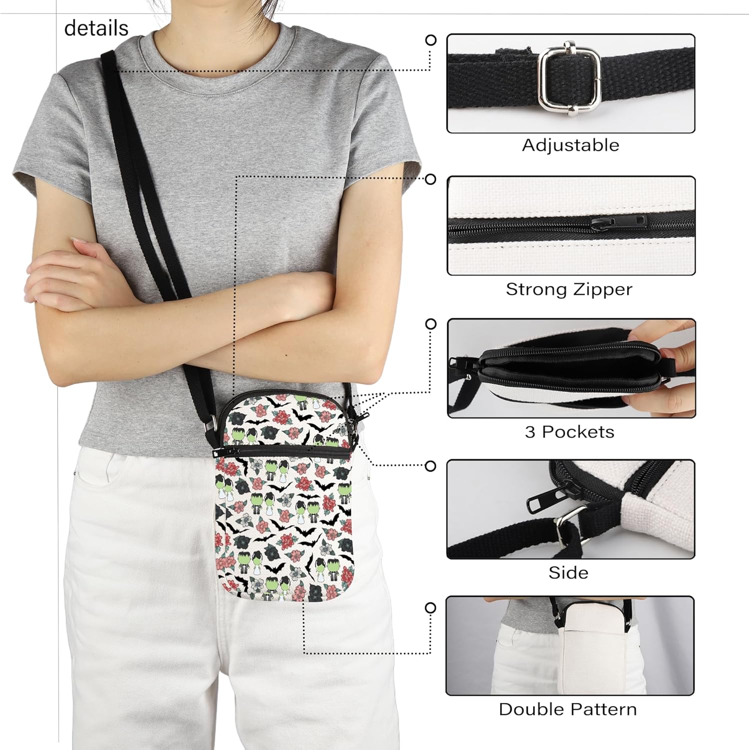 TOBGBE Horror Movie Merch Gifts Gothic Bride & M Love Crossbody Bag I See Your Scars Halloween Horrors Fans Shoulder - Image 4