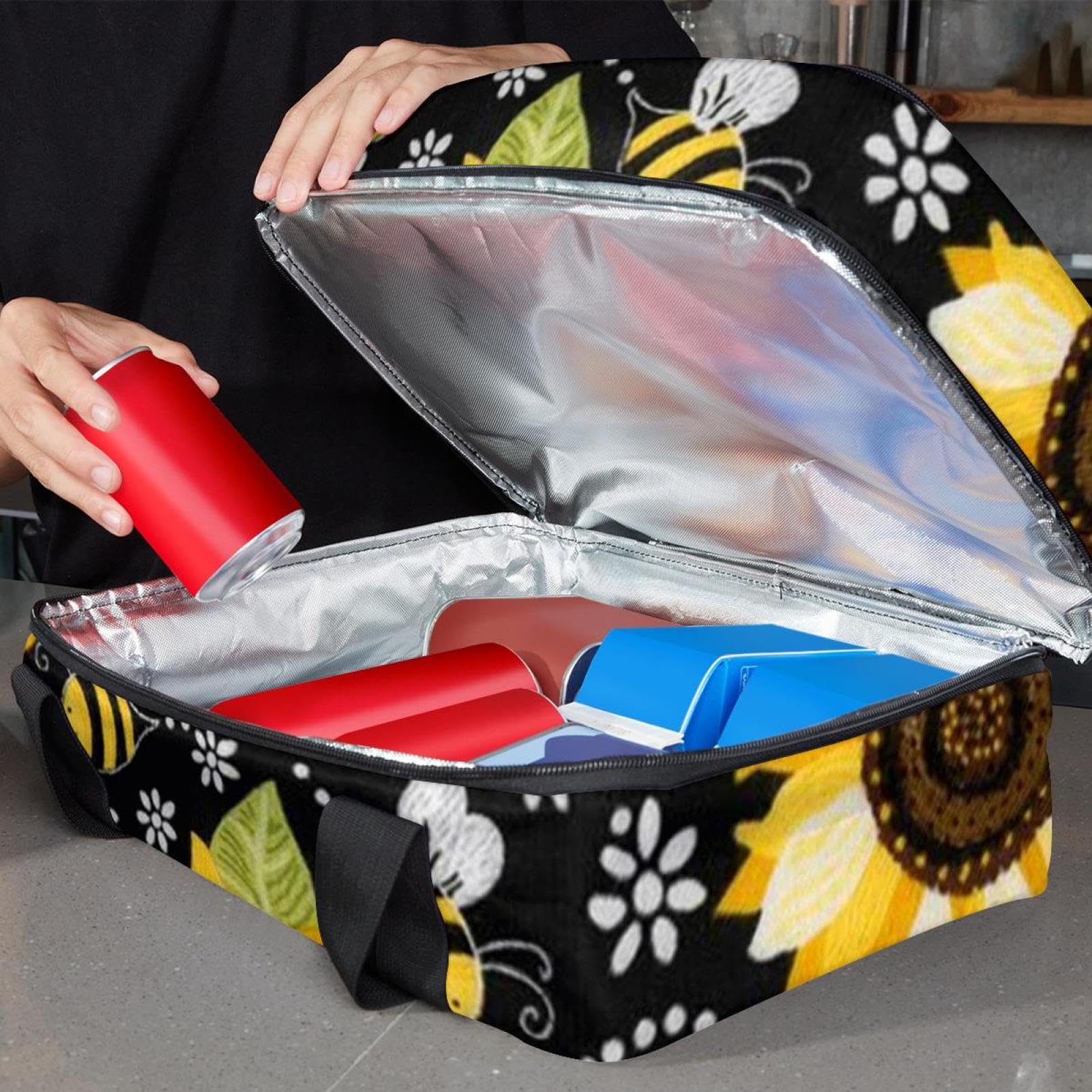 Grand sac à déjeuner isotherme pour homme et femme, double couche, étanche, étanche, réutilisable, sac fourre-tout pour le travail, l'école, le pique-nique, la plage, le camping, les voyages,