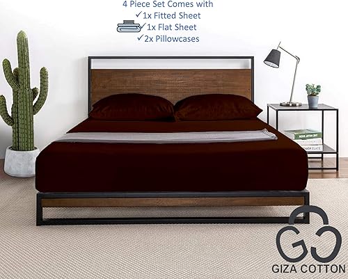 Miniatura 3 de MGPS 100% algodón Giza Egyptian Dreams 4 piezas juego de sábanas de bolsillo extra profundo de 22 pulgadas, juego de sábanas de algodón Giza y