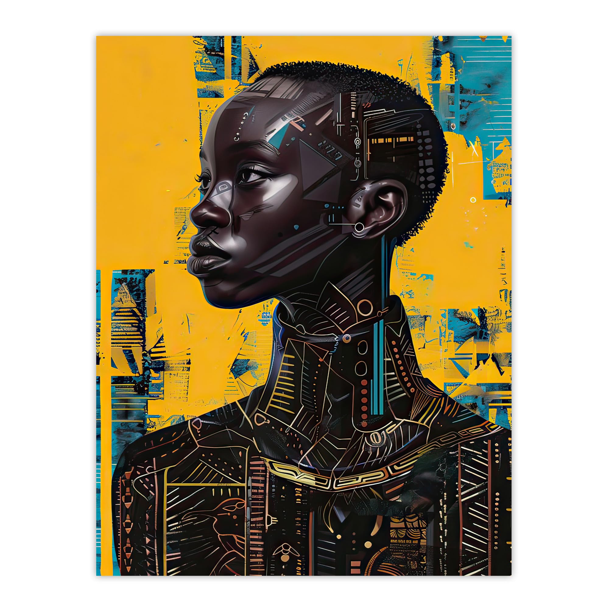 Artery8 Futuristic Beautiful African Woman Painting Living Room Extra Large XL Wall Art Poster Print