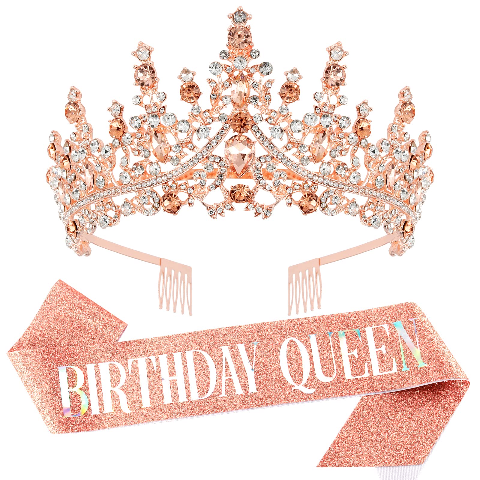Birthday Queen Crystal Tiara & Glitter Sash Set Birthday Queen Sash & Crystal Tiara Set - Silver Tiara and  main image 2