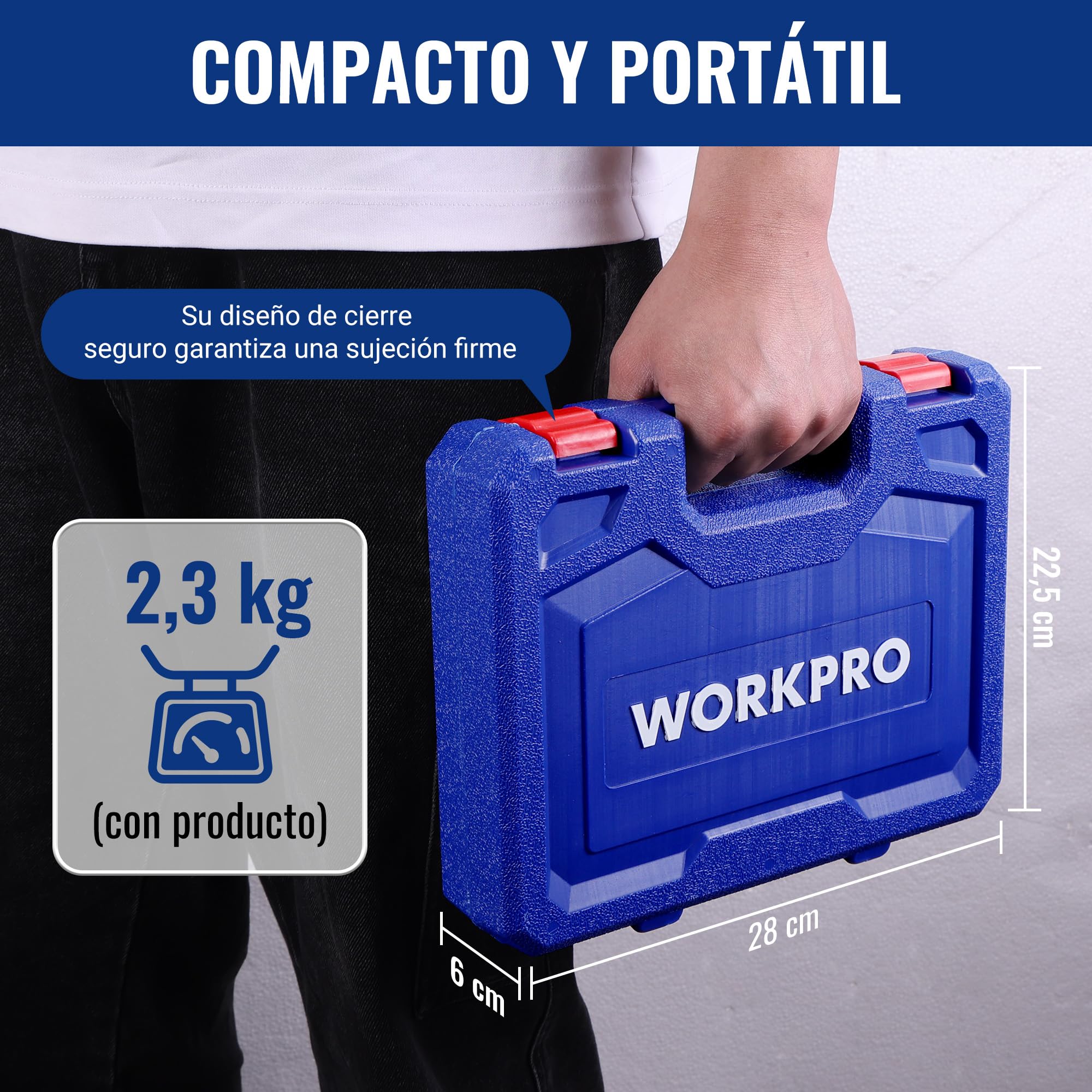 WORKPRO Juego Brocas Cinceles SDS Plus 15 Piezas, Hormigón | Incluye Cinceles Puntiagudos y Planos para Ladrillo, Cemento, Piedra y Trabajos de Mampostería