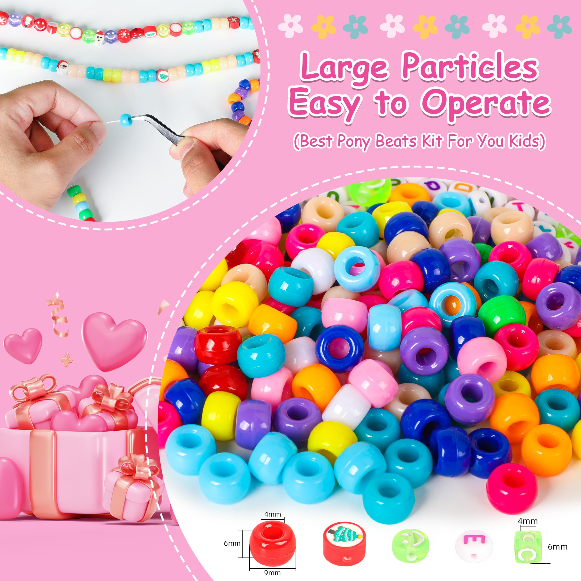 Bracelet Making Kit for Beginners - Smile Face, Letter, Clay Beads for Jewelry Making Friendship Bracelets - DIY Arts and Crafts Christmas Gifts Toys for Kids Age 6+ - Image 3