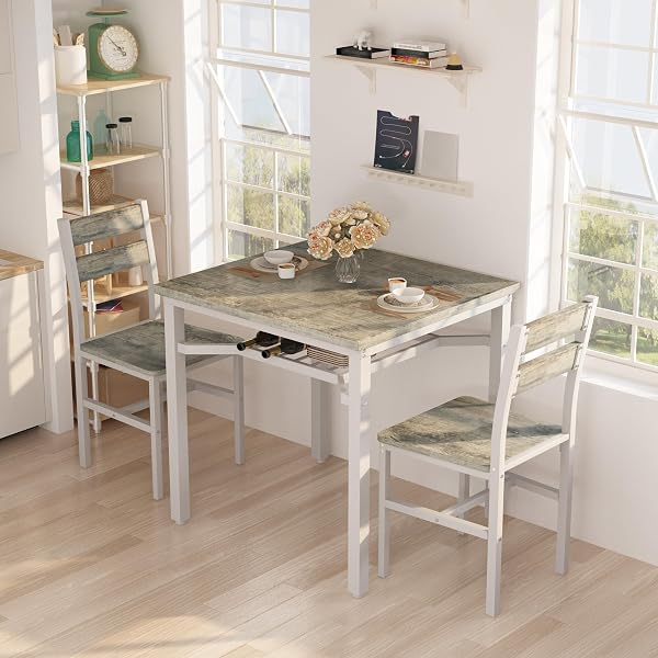 Rustic Wood Set with Under-Table Storage