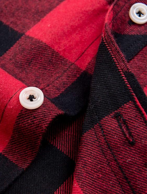 siliteelon Langärmliges Flanellhemd Camicia Button-Down, Nero-Bianco, L Uomo