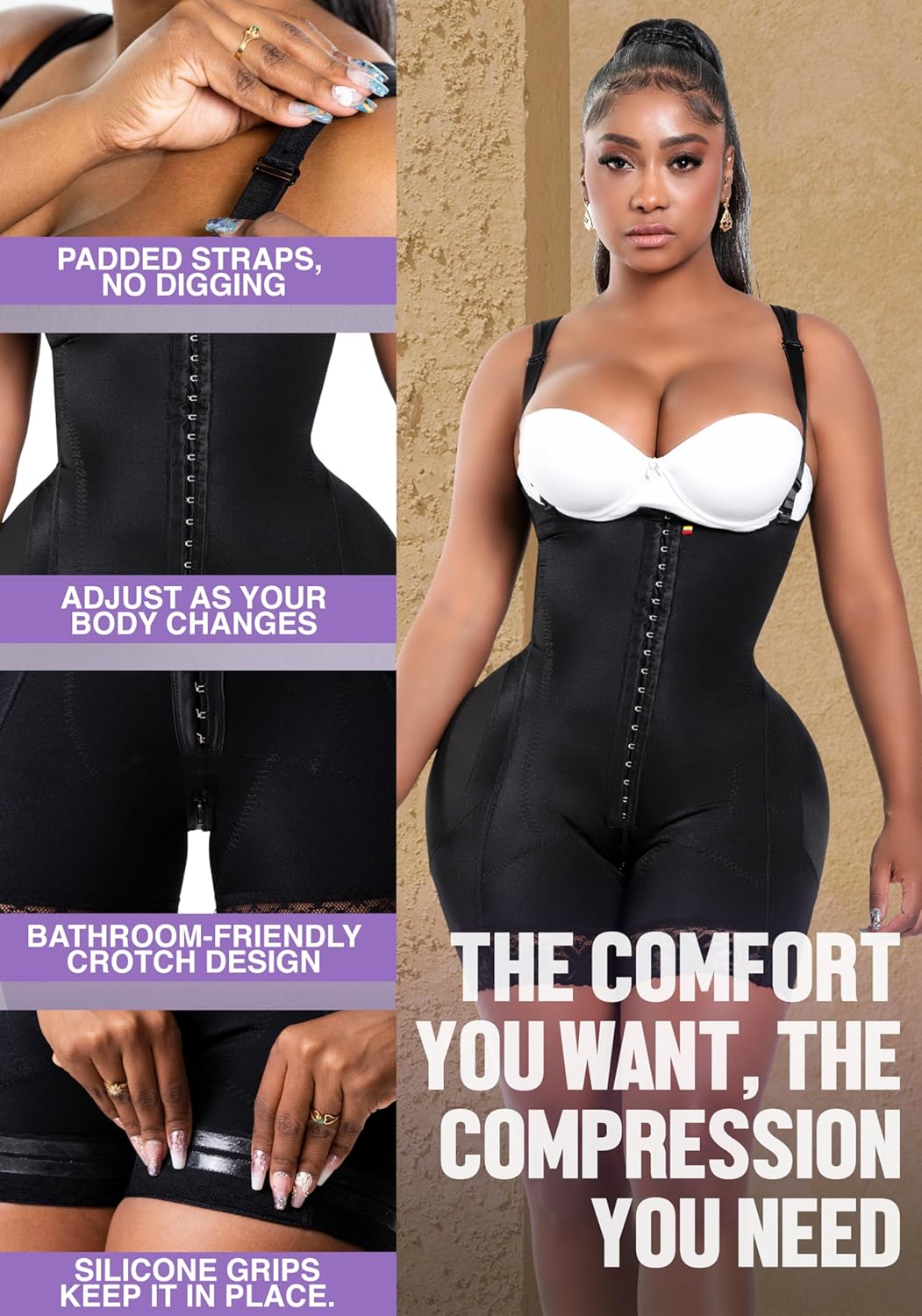 Snatched Body Post Surgery Tummy Control Shapewear Bodysuit | Stage 2 Faja Short Leg | Fajas Colombianas for Post-Op BBL - Image 4