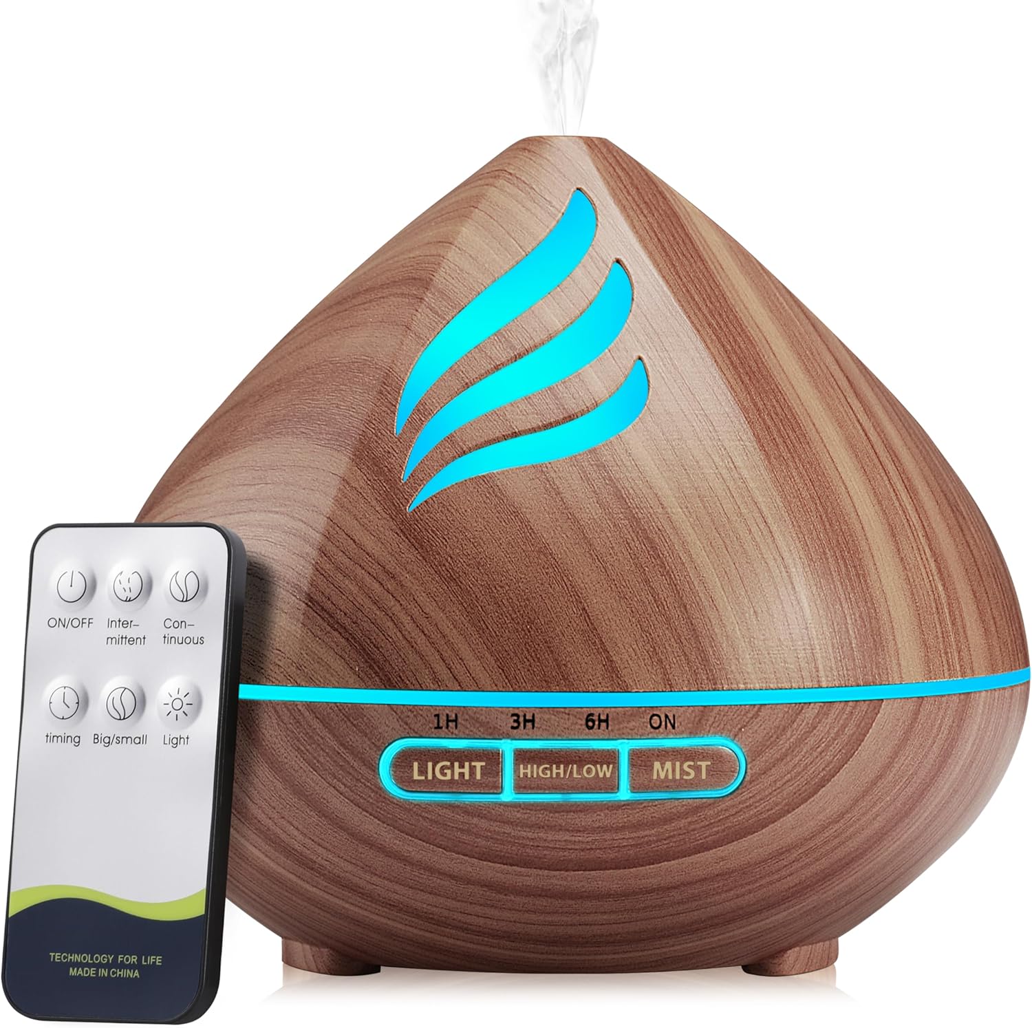 Remote Control Essential Oil Diffuser with 14 Color Lights, 500ML Large Capacity, Auto Shut-Off, Aromatherapy Humidifier for Home, Office, Bedroom