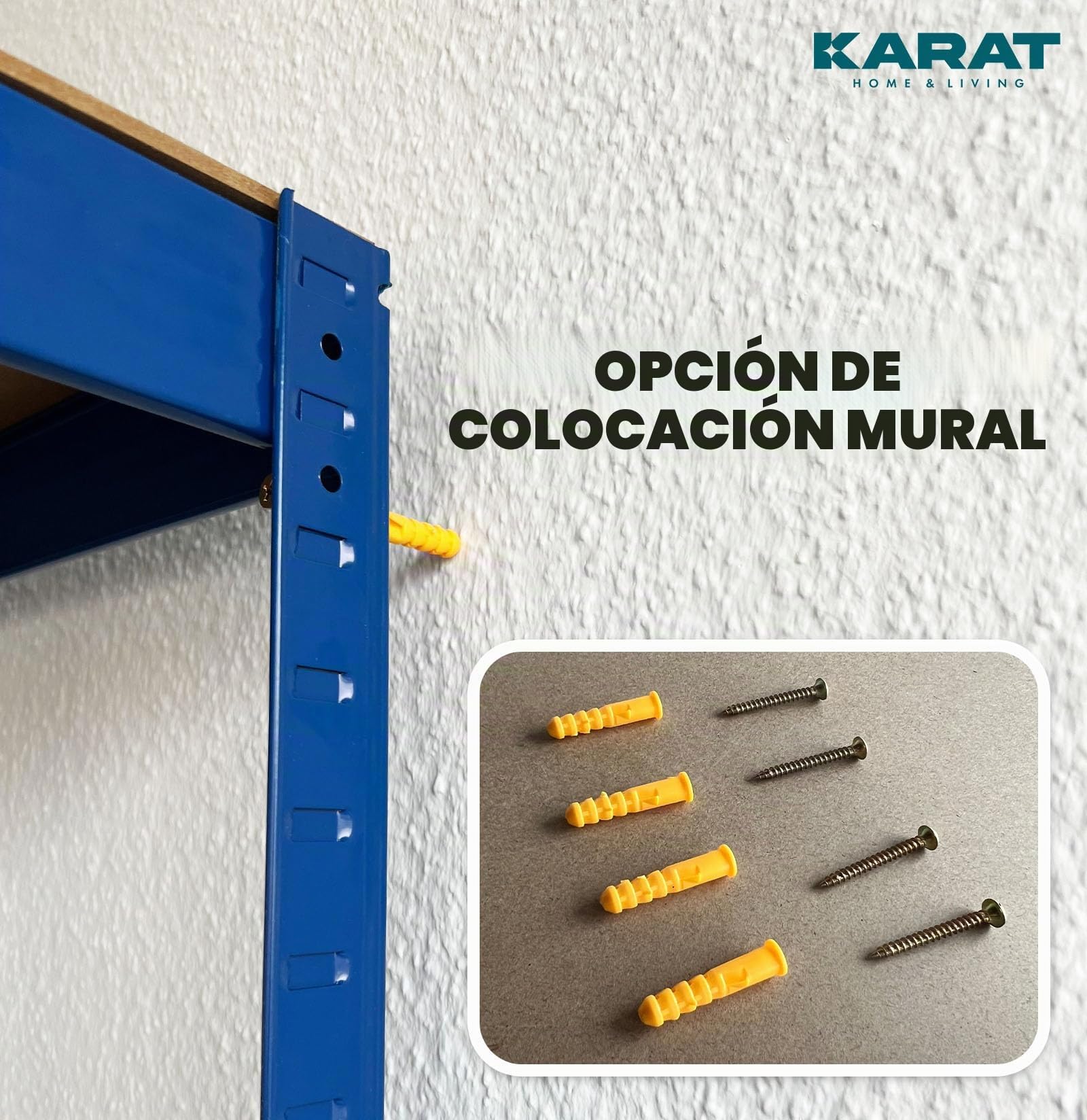 Karat Estantería para Cargas Pesadas, 180 x 90 x 60 cm, sin Tornillos, para sótano, de Metal, de Acero, 5 estantes Ajustables (Azul)