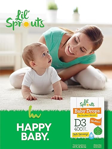 Miniatura 6 de Carlyle Lil' Sprouts - Gotas líquidas de vitamina D3 para bebés, 400 UI, suministro para 1 año de 0.31 oz (365 porciones) | Vegetariano, sin OMG y