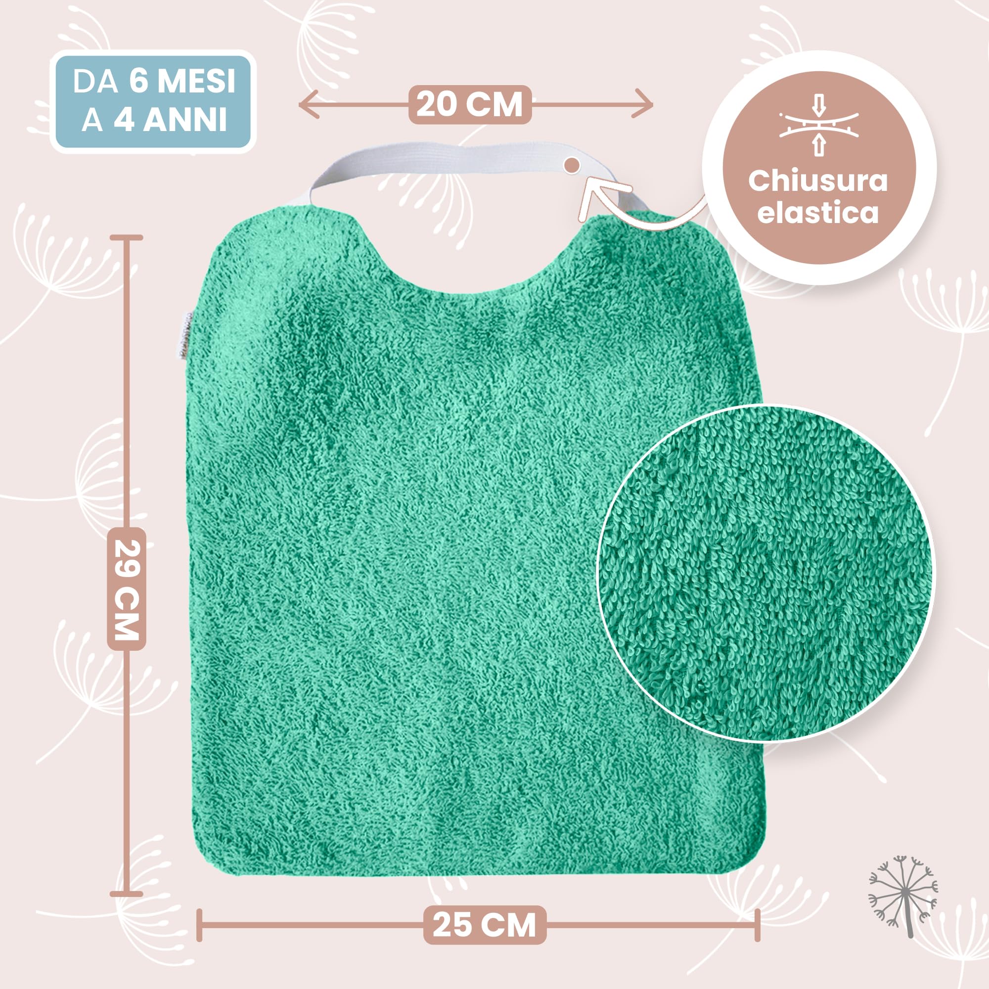 MIMUSELINA Set di 5 Bavaglini Neonato Impermeabili BLW in Spugna | Ideali come Set Pappa Svezzamento Neonati | Bavaglini Asilo con Elastico al Collo | Neonato Accessori Utili | Realizzati in Spagna