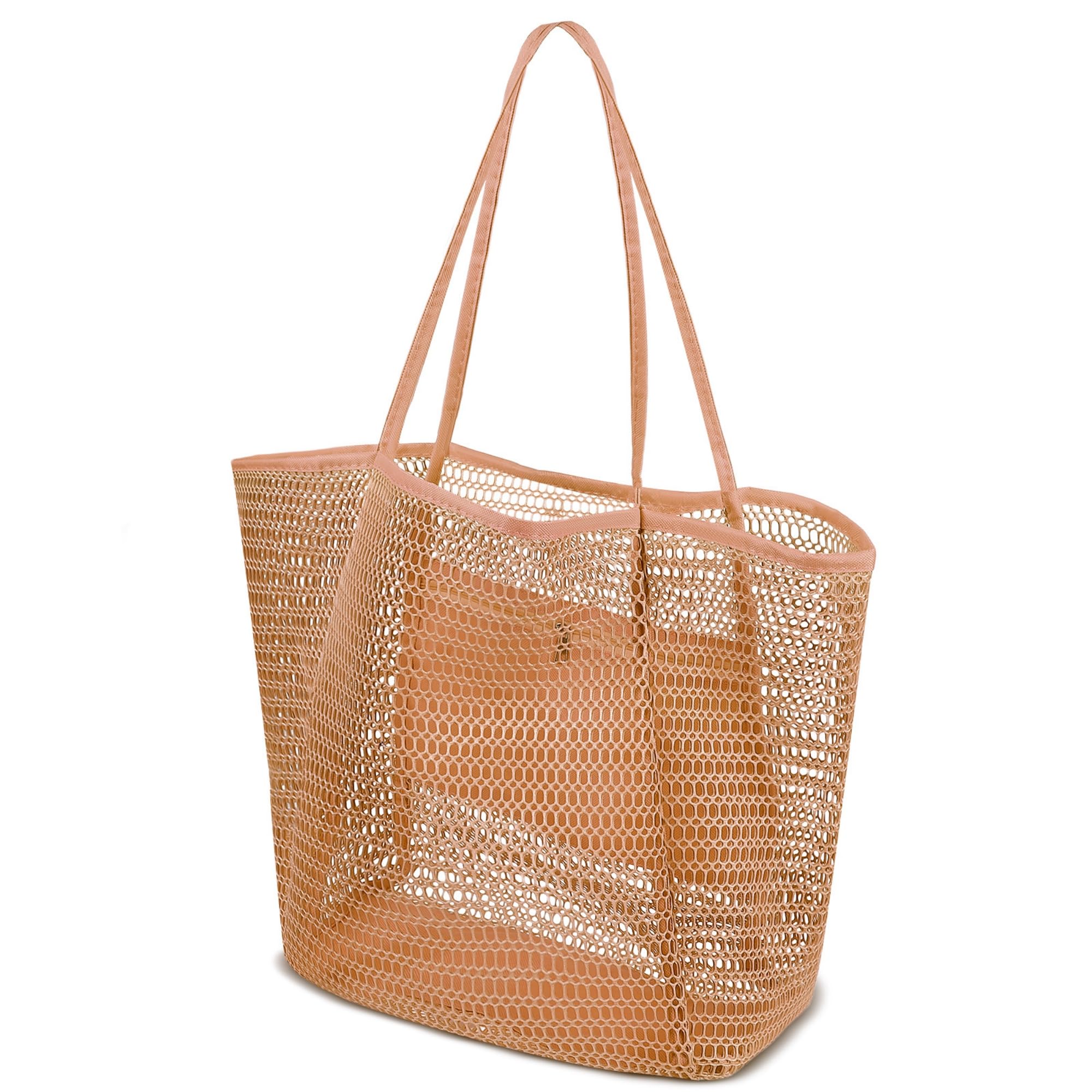 Doitxue Mesh Beach Bag for Women - Pool Bag with Zippered Interior Pocket, Summer Tote for Swimming, Travel Accessories