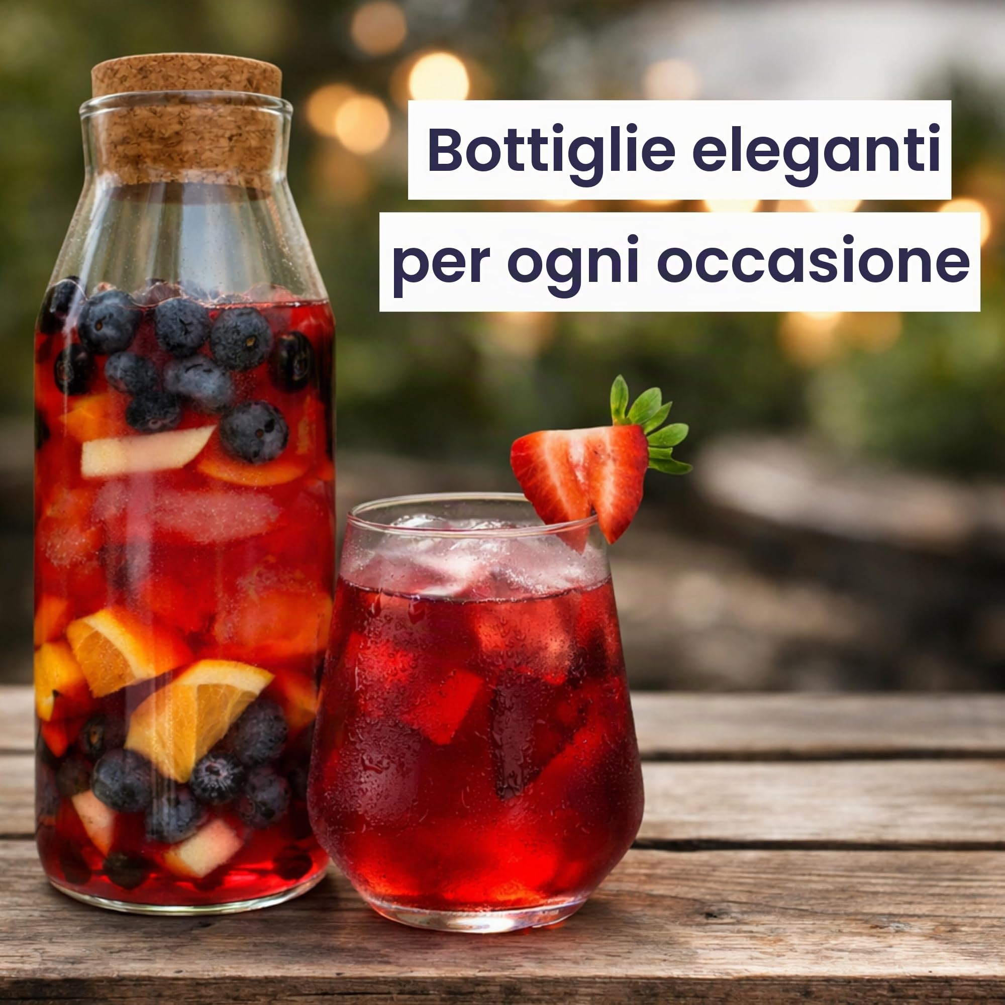 Caraffa per acqua da 1 litro, confezione da 2 caraffe in vetro con coperchio per bevande fredde, latte e succhi di frutta, bottiglie di vetro versatili per conservare detersivi