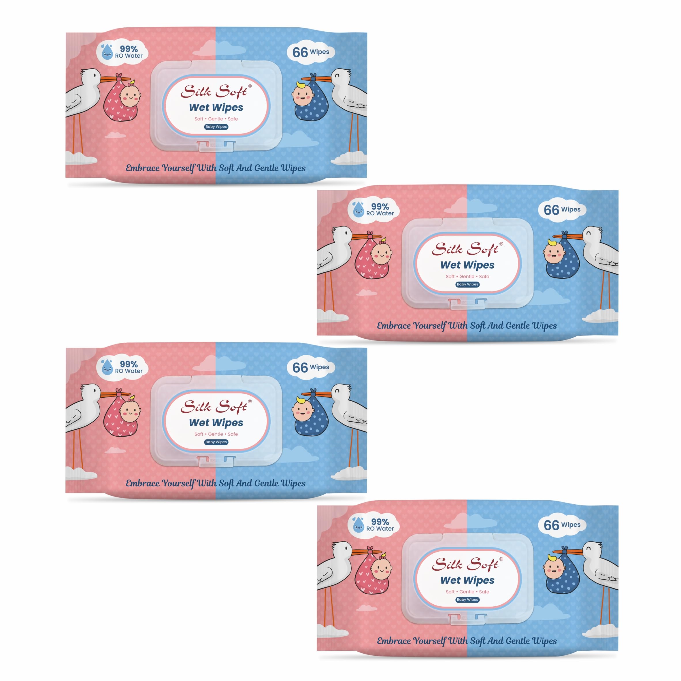 Silk Soft Multipurpose Wet Wipes – 264 Wipes (66 x 4 Packs) | Gentle, Alcohol-Free & Hypoallergenic | Effective Cleaning for Hands, Face & Surfaces-image-41