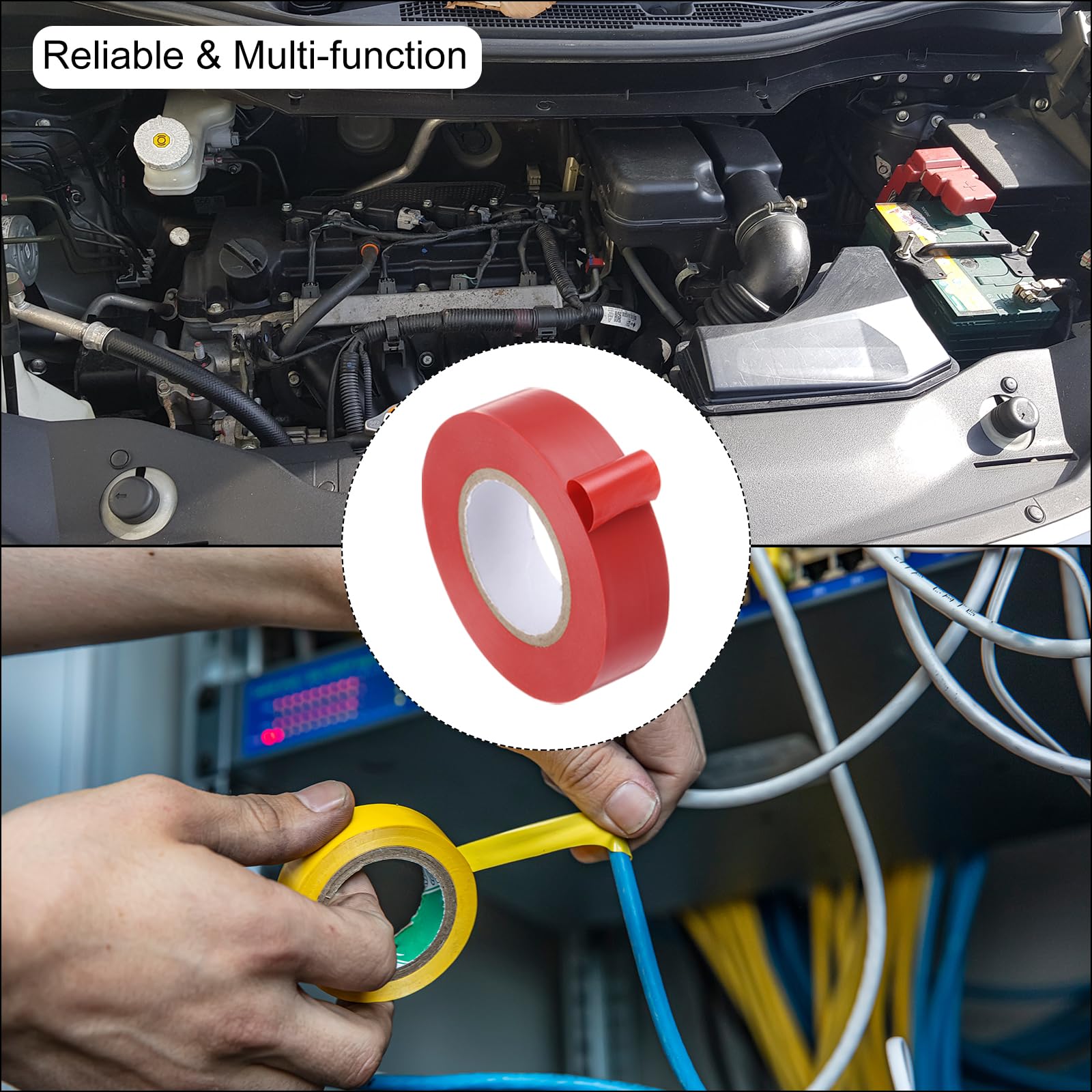 QUARKZMAN Nastro Elettrico, x Ft Impermeabile Forte Adesivo Gomma Adesivo PVC Ritardante Di Fiamma Nastro Isolante, Utilizzo A Non Più Di 600V, Rosso/Giallo/Blu/Verde/Bianco/Nero.