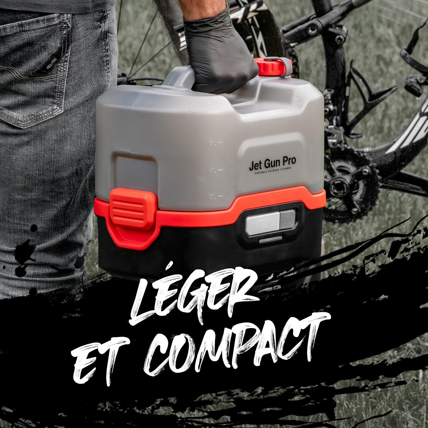 Errecom Kit Nettoyage Vélo : JET GUN PRO+ Nettoyeur Haute Pression Portable à Batterie Réservoir Eau 8 L, BKR 1101 Détergent Spray Bike 1L, Bike Cover Protection pour Transport et Stockage