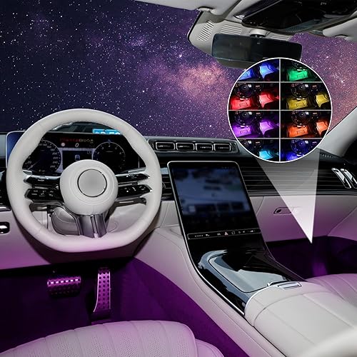 Miniatura 7 de Luces interiores para automóvil, control de aplicación, luces LED inteligentes para automóvil, 48 luces LED multicolor, luces interiores LED